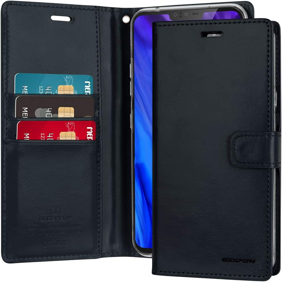 GOOSPERY Blue Moon Wallet for LG V40 Thinq Case (2018) Leather Stand Flip Cover (Hot Pink) LGV40-BLM-HPNK  GOOSPERY Navy  