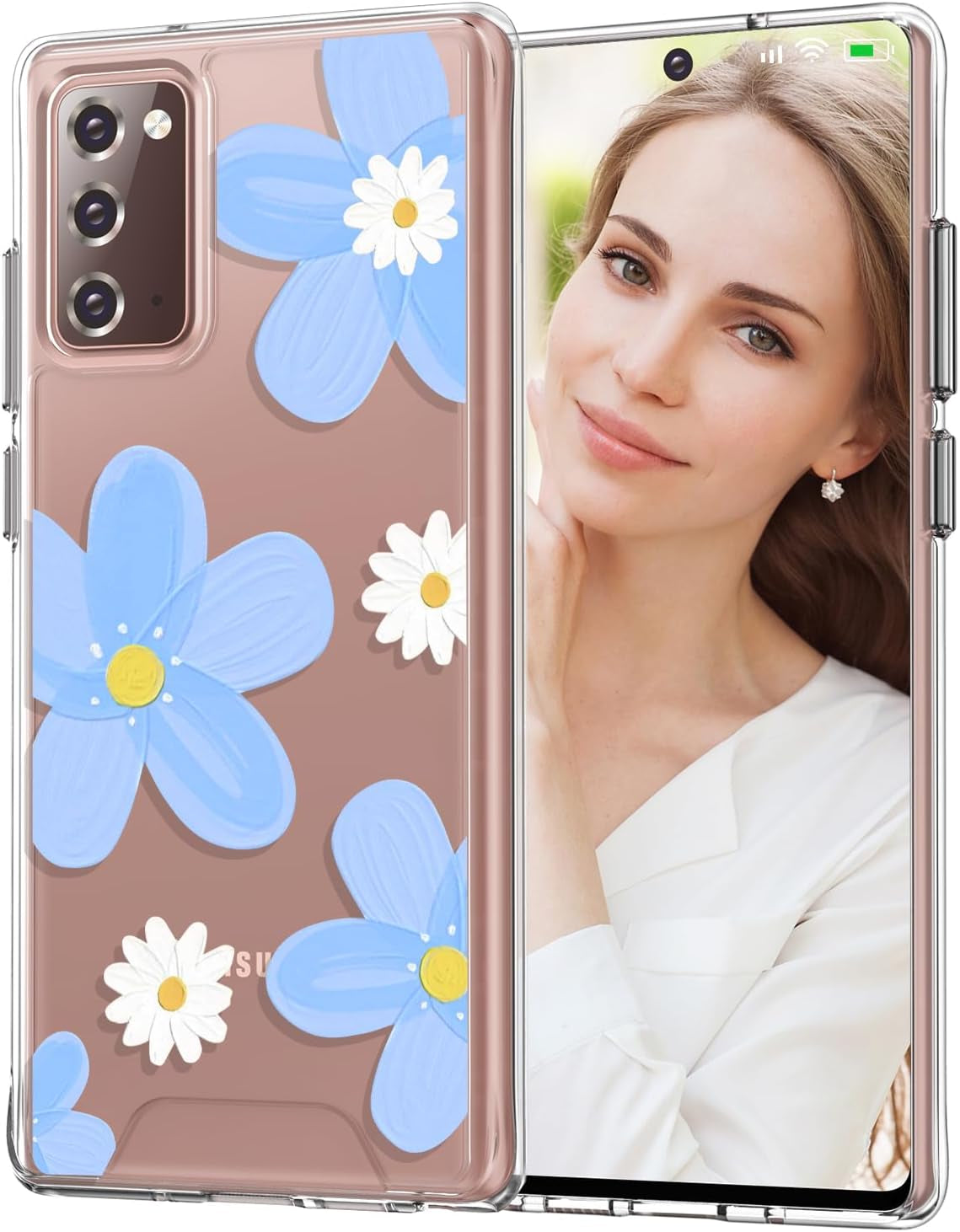 Rayboen Case for Galaxy Note 20 Crystal Clear Designed Non-Slip Shockproof Protection Phone Case, Hard PC Back Flexible TPU Slim Fit Light and Durable Cover for Samsung Galaxy Note 20 5G  Rayboen B- Dream Blue  