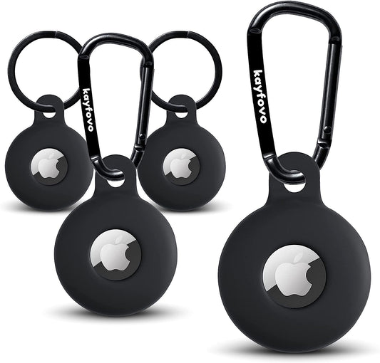 Airtag Holder, Airtag Case, Air Tag Holder, Airtag Accessories, Airtag Key Ring, Airtag Keychain, Silicone Airtag Case, 4 Pack – Black  toyshi   
