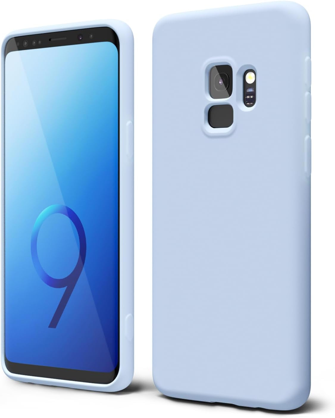 Oakxco for Samsung Galaxy S9 plus Phone Case Liquid Silicone Grip, Cute Thin Slim Soft Rubber TPU Plain Smooth Gel Cover for Women Girl, Matte Solid Protective & Shockproof, Aqua Sky Baby Light Blue  Oakxco   