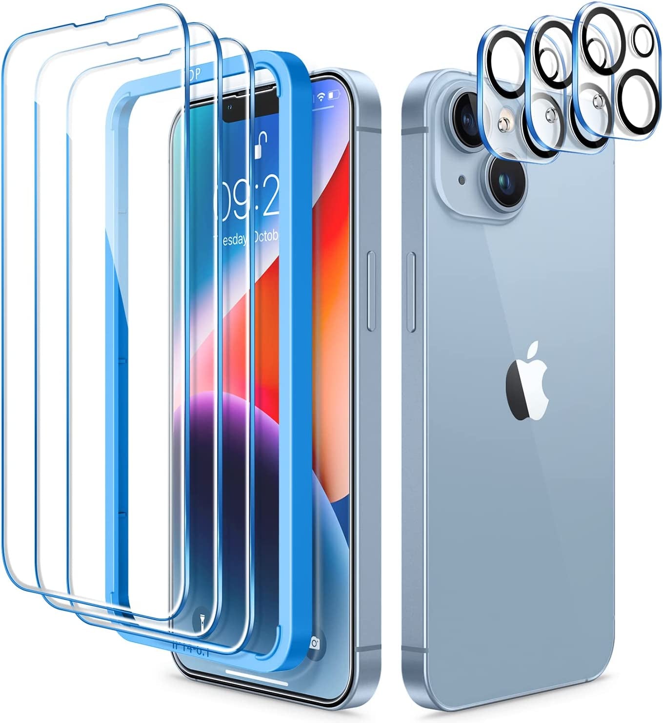 CANSHN 3 Pack Screen Protector for Iphone 11 [6.1 Inch] + 3 Pack Tempered Glass Camera Lens Protector with Easy Installation Frame, Anti-Scratch, Case Friendly, 9H Hardness, HD Clear Film [6 Pack]  CANSHN iPhone 14 6.1 Inch  