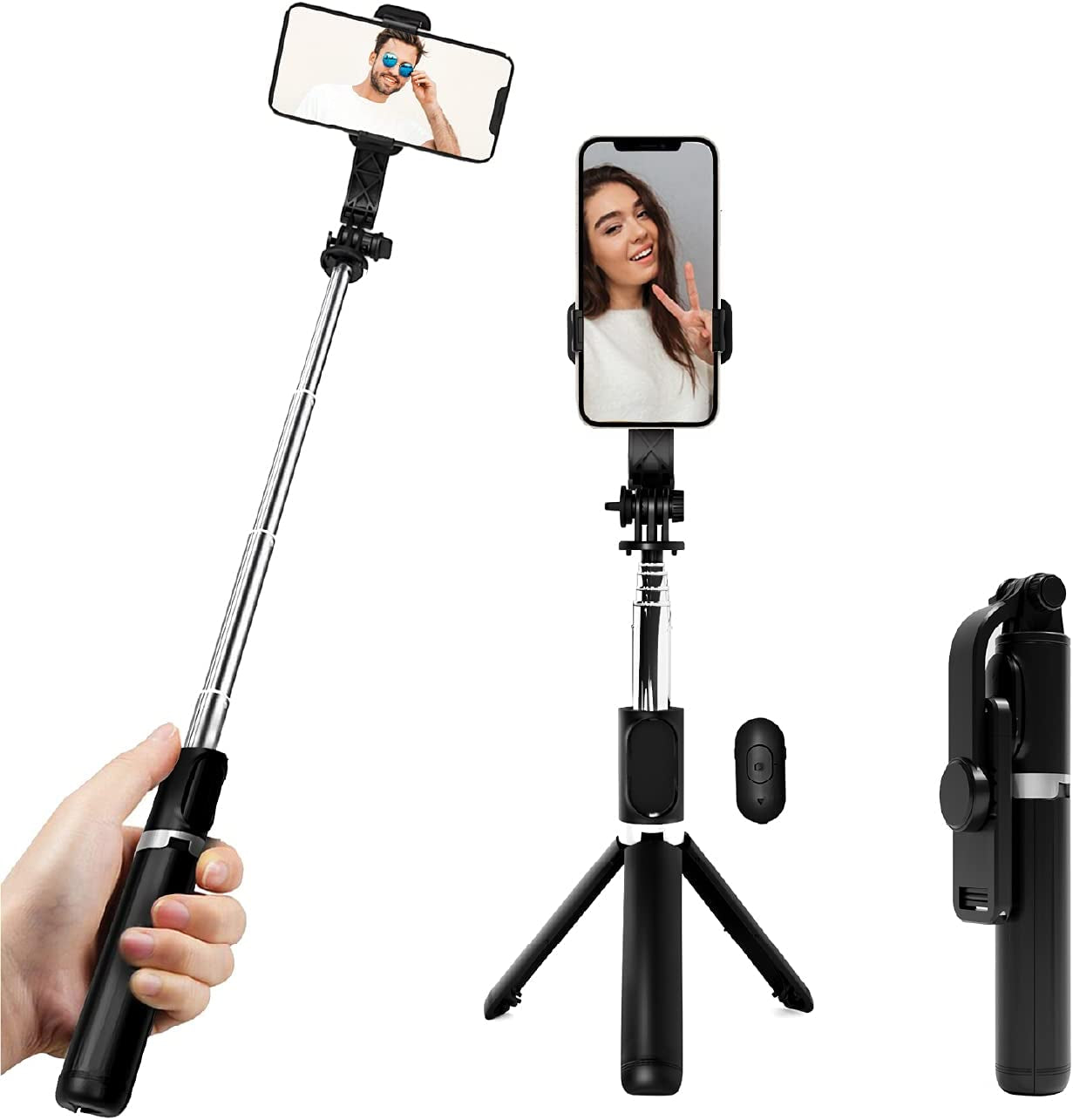 TALK WORKS Selfie Stick, Remote & Tripod Set Compatible W/Iphone 13/13 Pro/13 Pro Max/14/14 Plus/14 Pro/14 Pro Max for Streaming, Travel Photos - Wireless Cell Phone Stand (Black)  TALK WORKS   