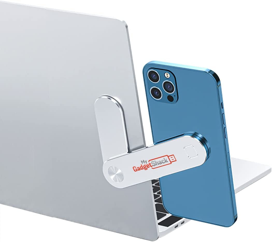 Mygadgetshack Magnetic Laptop Phone Holder Modern Slim Design Laptop Side Mount Clip. Compatible with Most Mobile Devices . Expandable Lightweight Laptop Stand. Improve Office and Home Efficiency  MyGadgetShack   