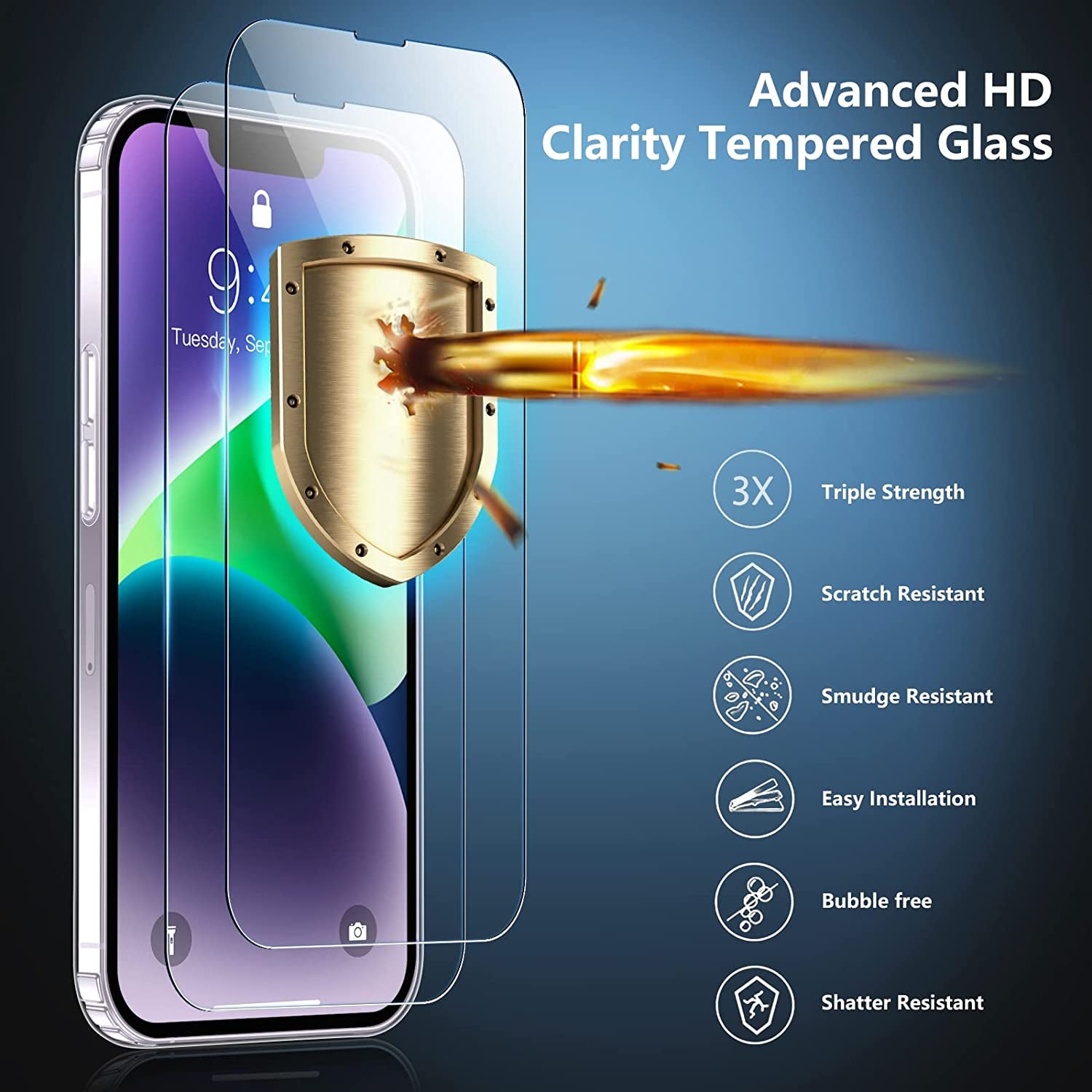 SPIDERCASE for Iphone 14 Case, [10 FT Military Grade Drop Protection] [Crystal Clear] [2+Tempered Glass Screen Protector] [2+Tempered Camera Lens Protector] [Not Yellowing] Slim Case, Crystal Clear  SPIDERCASE   