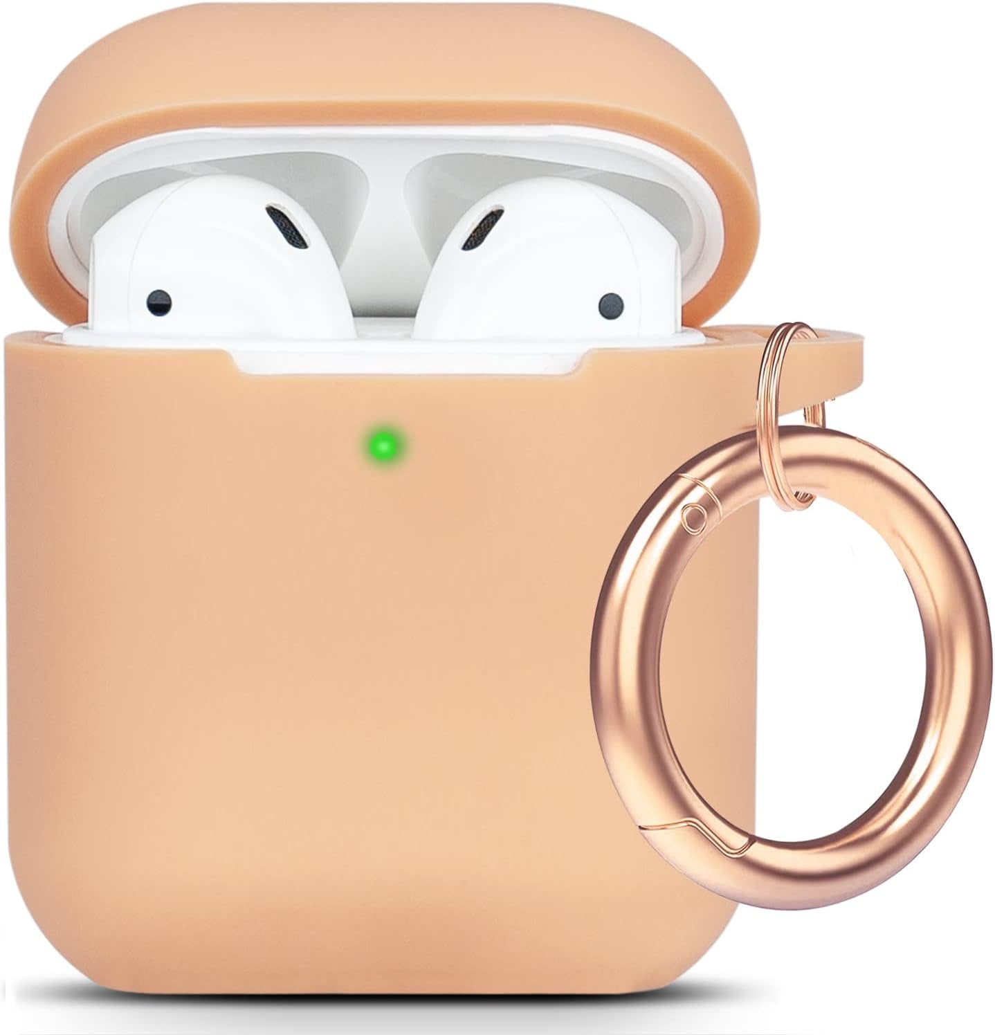 Cheetah Silicone Airpods Case, Gawnock Soft Earpod Case Cover Flexible for Airpods 2Nd/1St Generation Floral Print Cover for Women Girls with Keychain - Khaki Leopard  Gawnock Khaki  