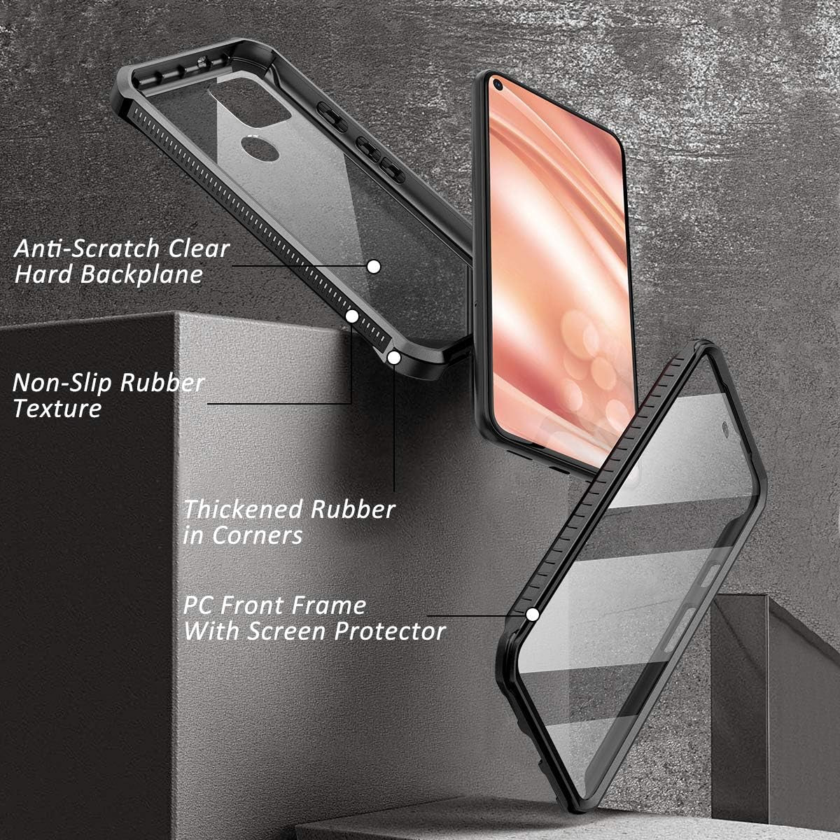 Dexnor for Google Pixel 5 Case with Screen Protector Clear Rugged Full Body 360 Protective Shockproof Hard Back Cover Defender Dual Layer Heavy Duty Bumper Case for Google Pixel 5 - Black  Dexnor   