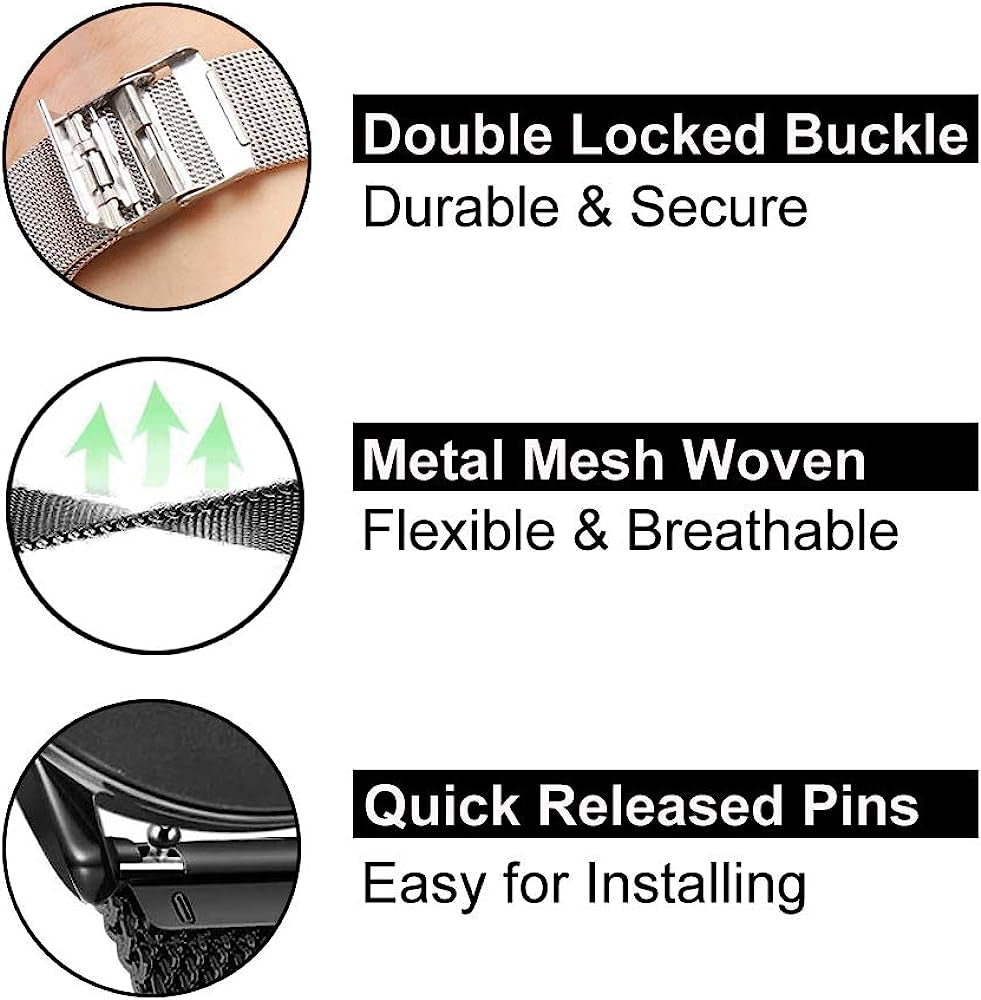 YEEJOK Vivoactive 3 Bands Replacement, 20Mm Mesh Woven Metal Watch Band Bracelet & Genuine Leather Strap Compatible for Garmin Venu/Forerunner 645/245 Smartwatch Men Women  Yeejok   