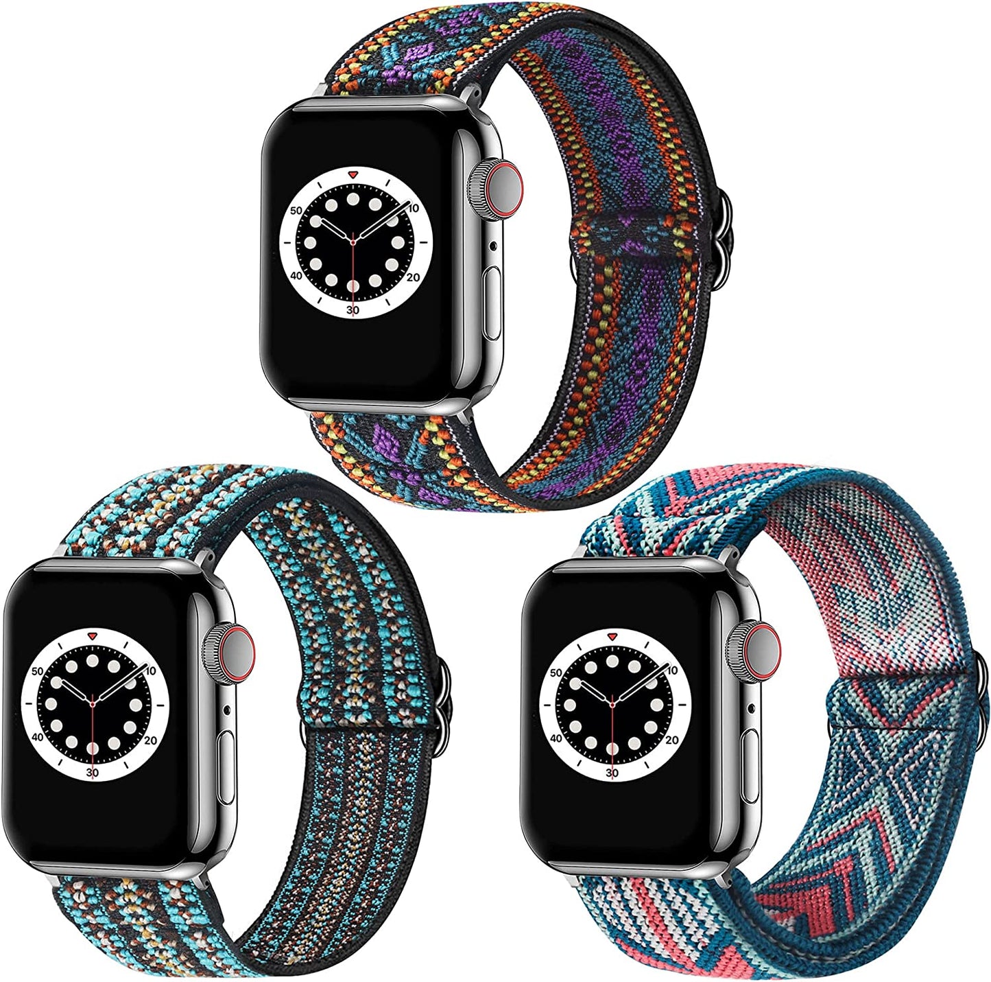 Dsytom 3 Pack Elastic Band Compatible with Apple Watch Bands 38Mm 41Mm 40Mm 42Mm 44Mm 45Mm, Adjustable Stretchy Nylon Bands for Iwatch Series Ultra 8/7/6/5/4/3/2/1 SE Strap for Women  Dsytom   