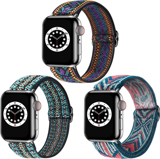 Dsytom 3 Pack Elastic Band Compatible with Apple Watch Bands 38Mm 41Mm 40Mm 42Mm 44Mm 45Mm, Adjustable Stretchy Nylon Bands for Iwatch Series Ultra 8/7/6/5/4/3/2/1 SE Strap for Women  Dsytom   