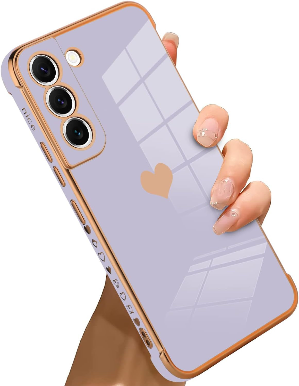 Bonoma Compatible with Samsung Galaxy S21 plus Case Love Heart Plating Luxury Elegant Case Camera Protector Soft TPU Shockproof Protective Cover Galaxy S21 plus Case -Black  Bonoma Purple  