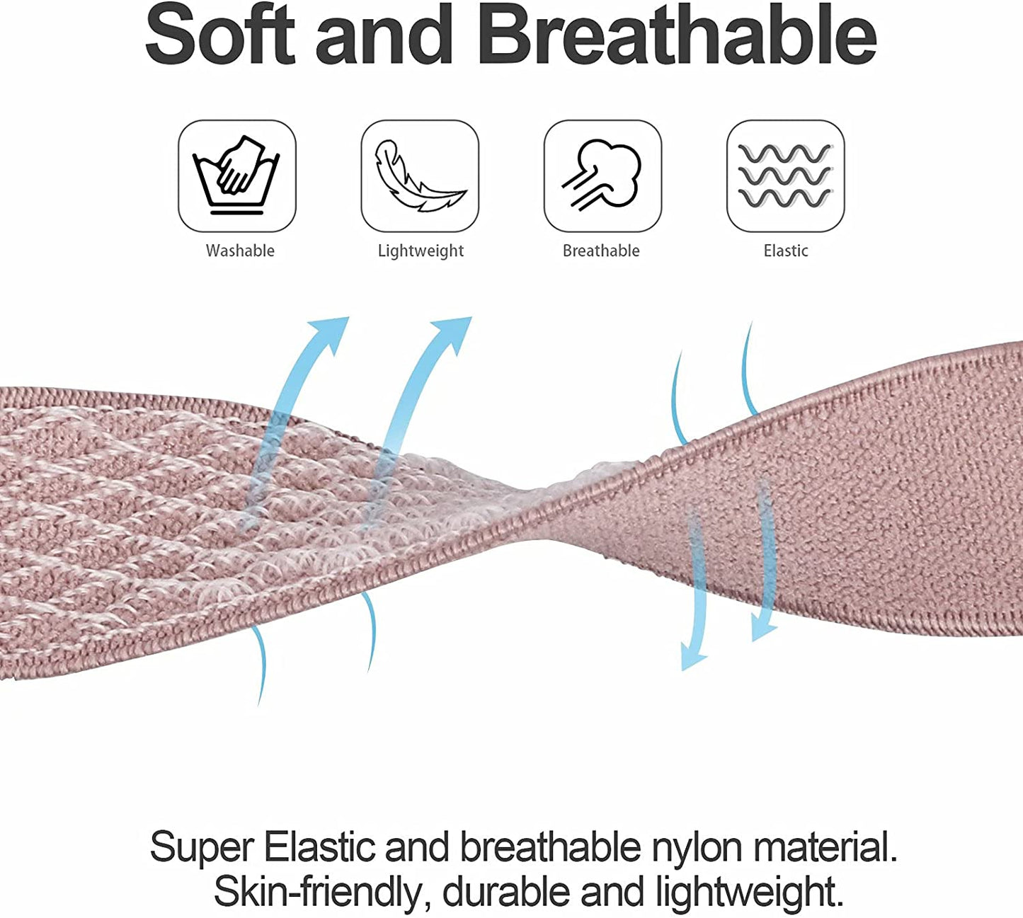 Swhatty Stretchy Nylon Solo Loop Bands Compatible with Apple Watch 41Mm 40Mm 38Mm, Adjustable Braided Sport Elastics Women Men Strap for Iwatch Series 8 7 6 5 4 3 2 1 SE (Black, Rose Pink, Cream)  Swhatty   