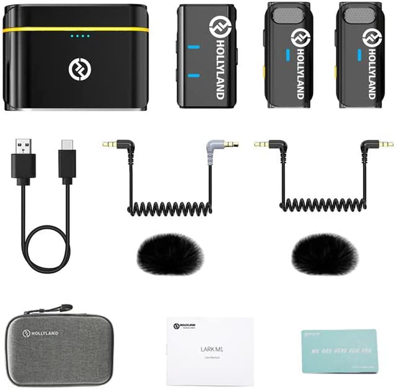 Hollyland Lark M1 Wireless Lavalier Microphone with Noise Cancellation, 656Ft Transmission,8H Battery Life, Compact Wireless Lapel Microphone System for DSLR Cameras/Iphone/Android/Live Streaming  HollyView   