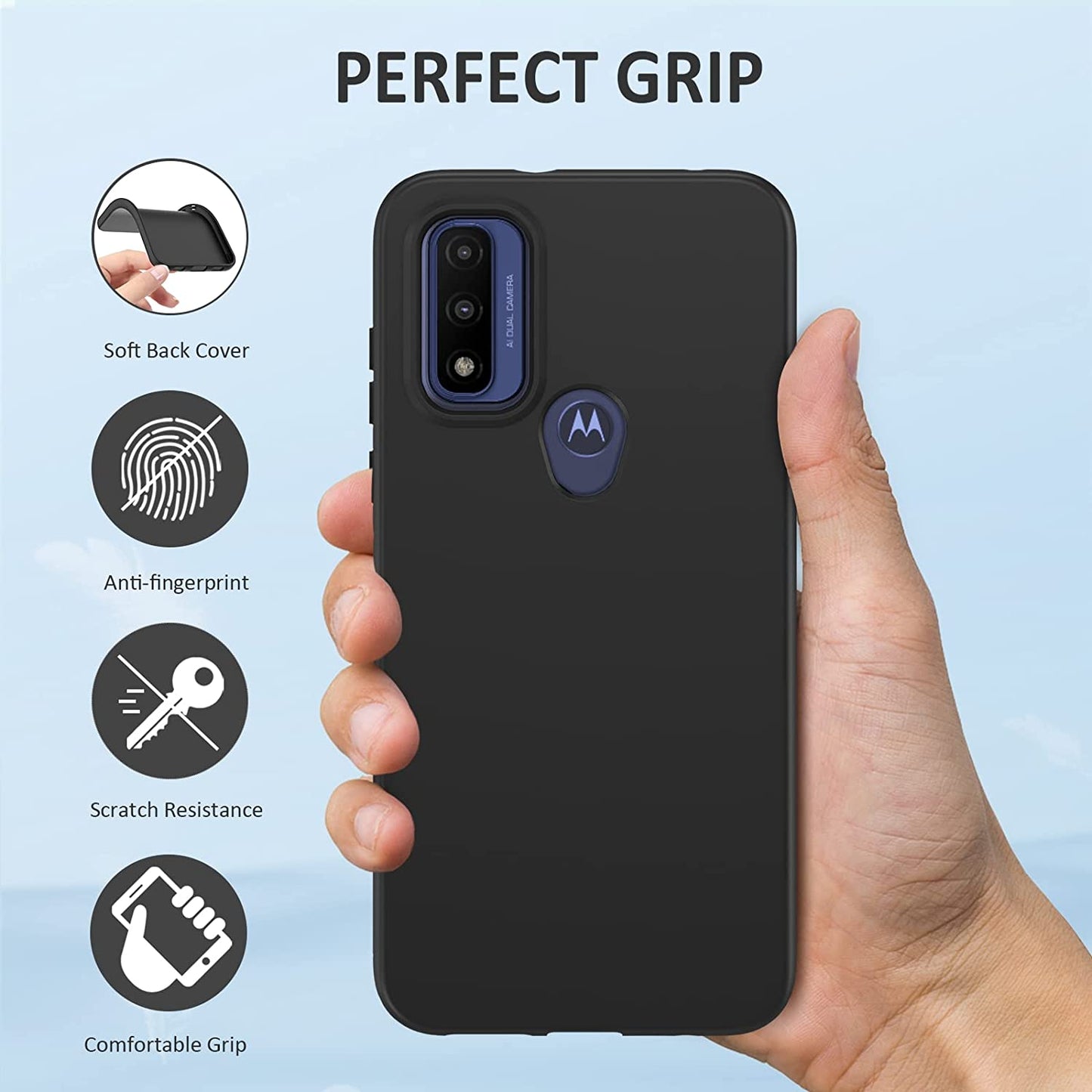 PUJUE for Motorola Moto-G Pure Phone Case: G Play 2023 | G Power 2022 Silicone Matte Case 360 Full Protection - Rugged Bumper Durable Shockproof Drop Protective TPU Cell Phone Cover Woman Men (Black)  PUJUE   
