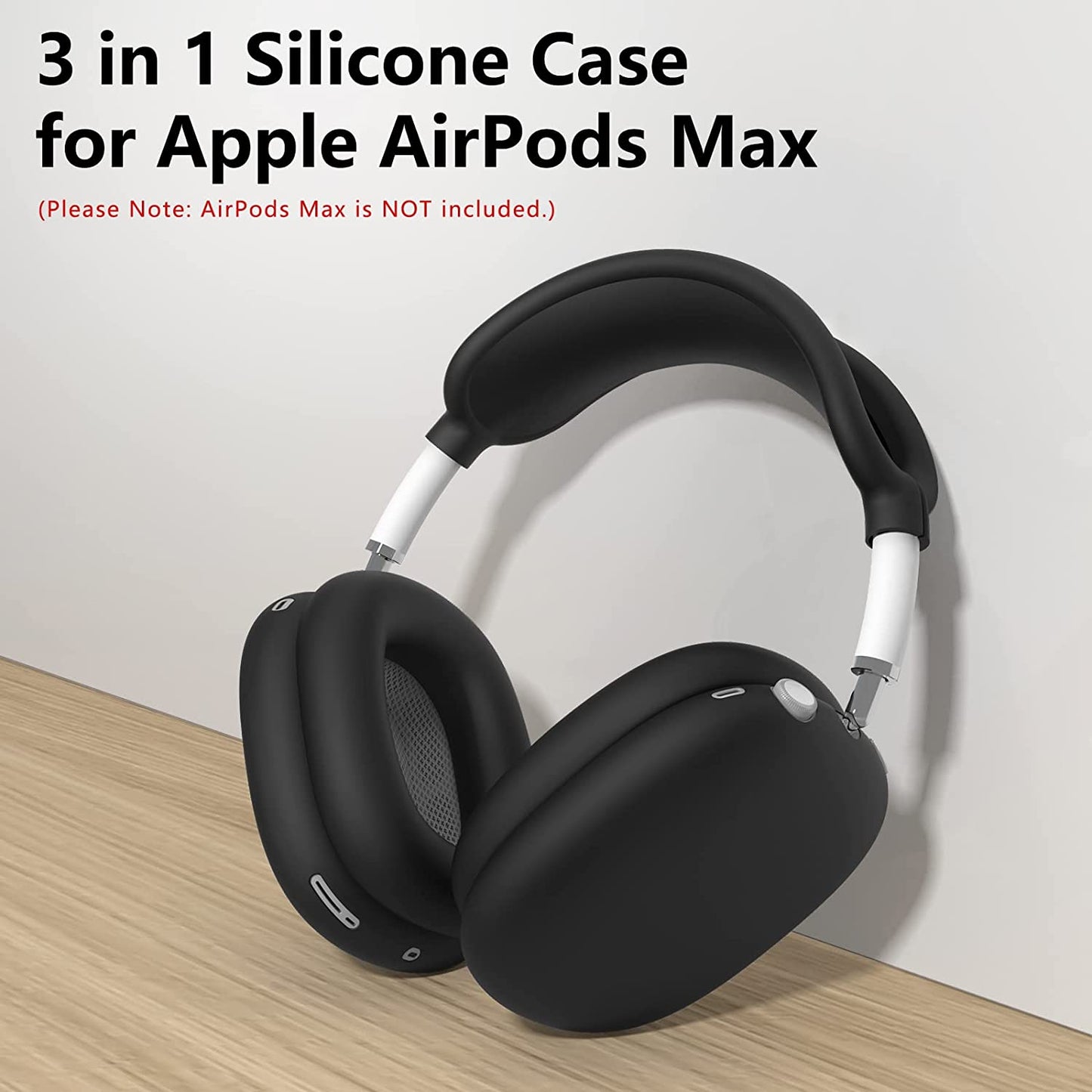 Silicone Case Cover for Airpods Max Headphones, Anti-Scratch Ear Pad Case Cover/Ear Cups Cover/Headband Cover for Airpods Max, Accessories Soft Silicone Skin Protector for Apple Airpods Max (Black)  PonKet   