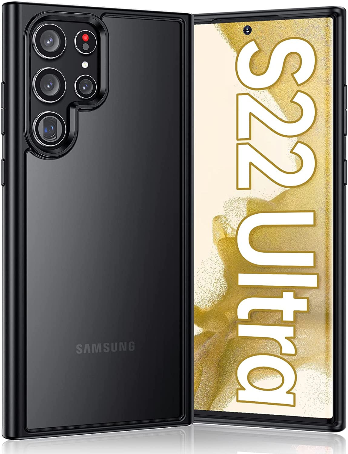 Meifigno Crystal Clear Case for Galaxy S22 Ultra - 6.8 Inch, 20X Anti-Yellow, Military-Grade Protection, Soft Bumper, Natural Series  Meifigno Black S22 Ultra 