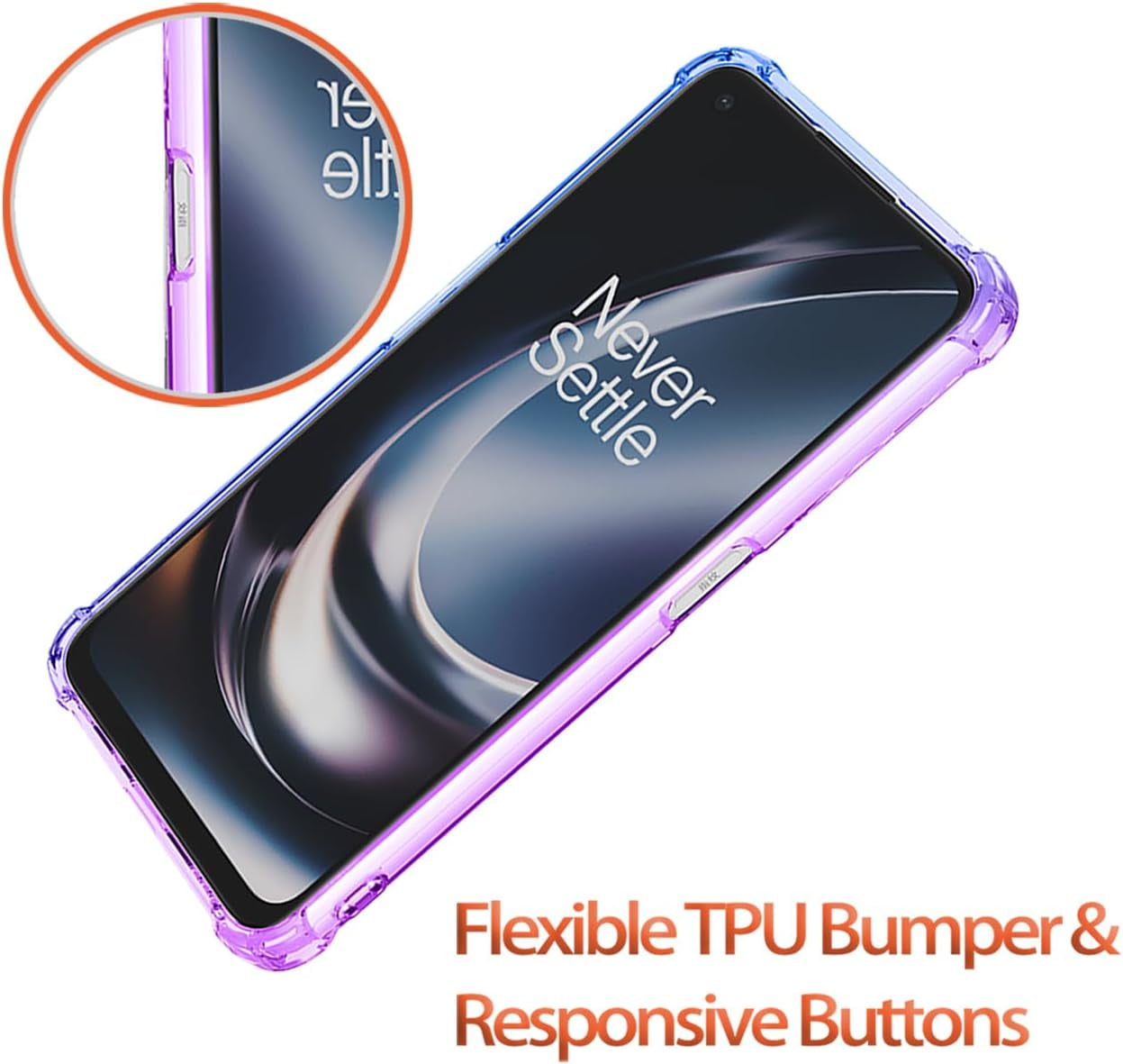 DFTCVBN Phone Case for Oneplus Nord CE 2 Lite 5G Case, CPH2381 Case with HD Screen Protector, Crystal Rainbow Gradient Slim Clear Phone Cover TPU Protective Case for Oneplus Ce 2 Lite 5G Purple/Blue  DFTCVBN   