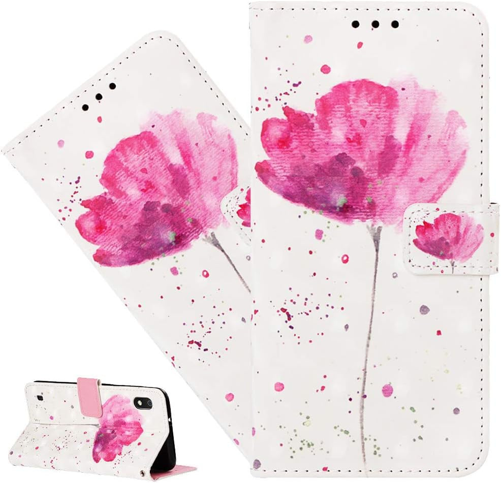 ISADENSER LG G8 Thinq Phone Case LG G8 Case Stylish for Girly Women [Wallet Stand] Kickstand Credit Cards Slot Cash Pockets PU Leather Flip Wallet Case for LG G8 Thinq (2019) 3D Rose Flower YB  ISADENSERR   