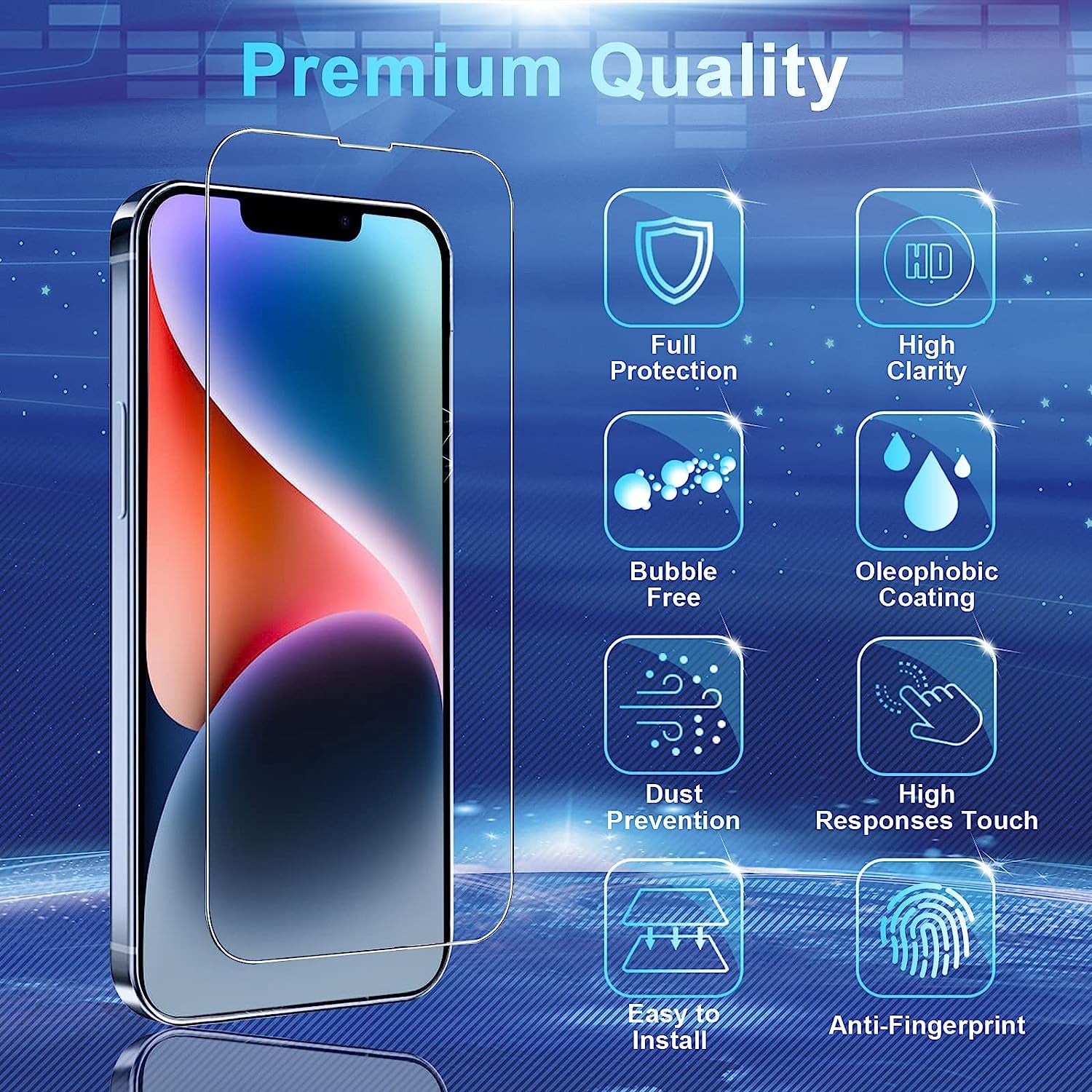 CWQZGUF JXJ 3 Pack Tempered Glass for Iphone 14 6.1 Inch, 3 Pack Camera Lens Screen Protector, 9H Hardness, Case Friendly, Case Friendlyanti-Scratch, Touch Sensitive, HD Clear Film for Iphone 14  JXJ-nsm14   