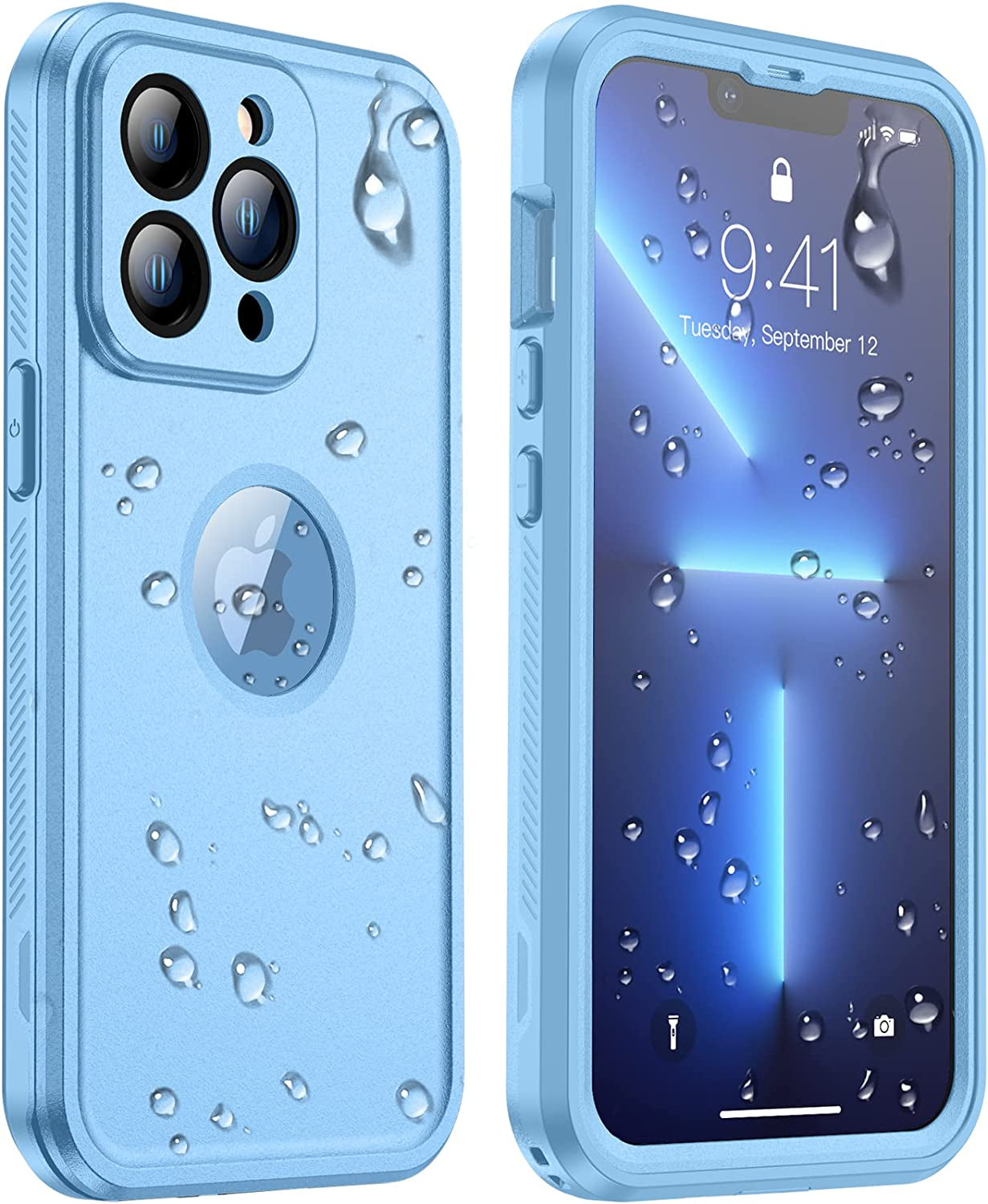 Temdan [Real 360 for Iphone 14 Case Waterproof, Built-In 9H Tempered Glass Camera Lens & Screen Protection [14FT Military Dropproof][Full-Body Shockproof][Dustproof][Ip68 Underwater] Phone Case Green  Temdan blue iPhone 13 Pro Max 