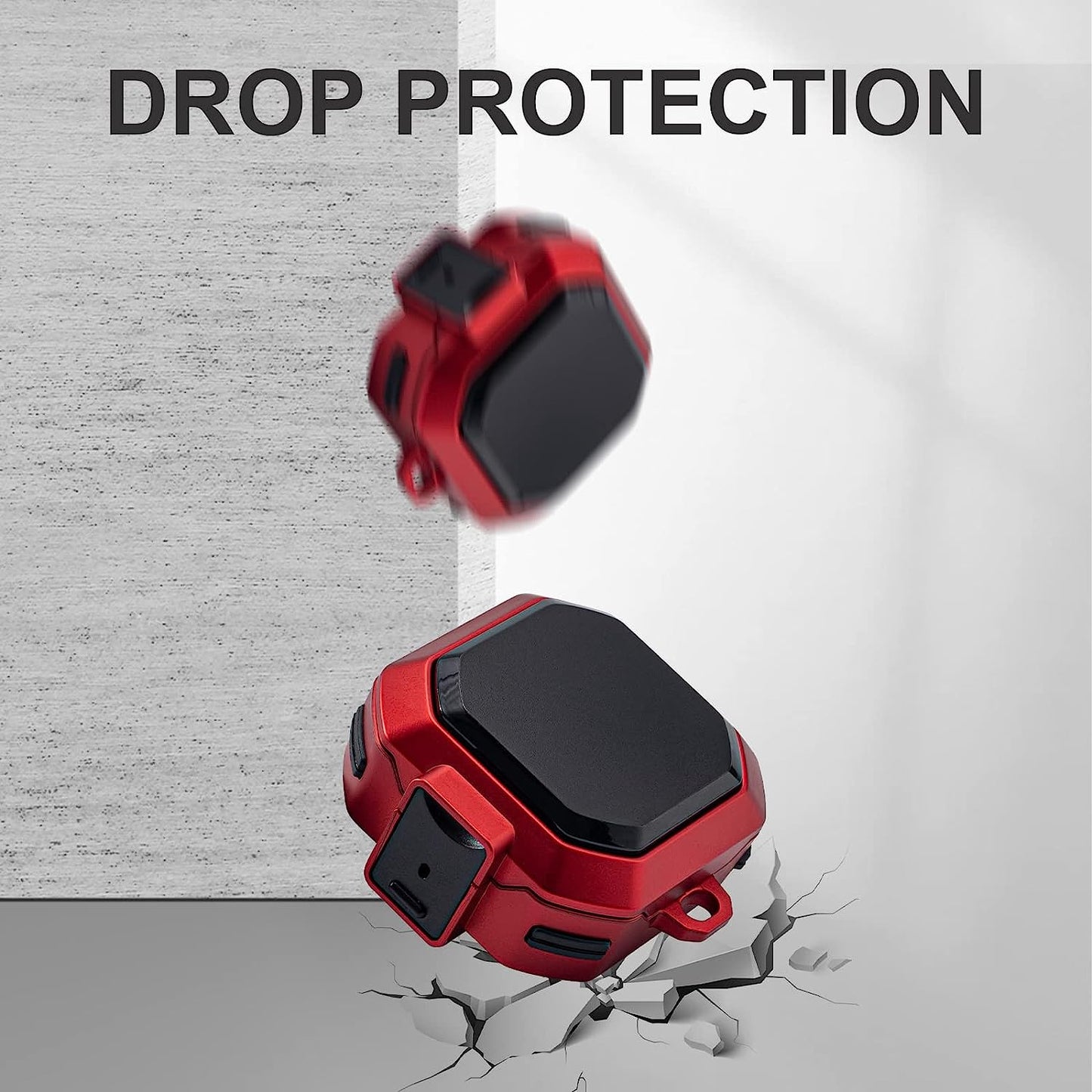 Camofit Armor Case Compatible with Samsung Galaxy Buds 2 / Galaxy Buds Pro/Galaxy Buds Live with Security Lock, Shockproof Protective Skin Cover Compatible with Samsung Earbuds with Keychain (Red)  Camofit   