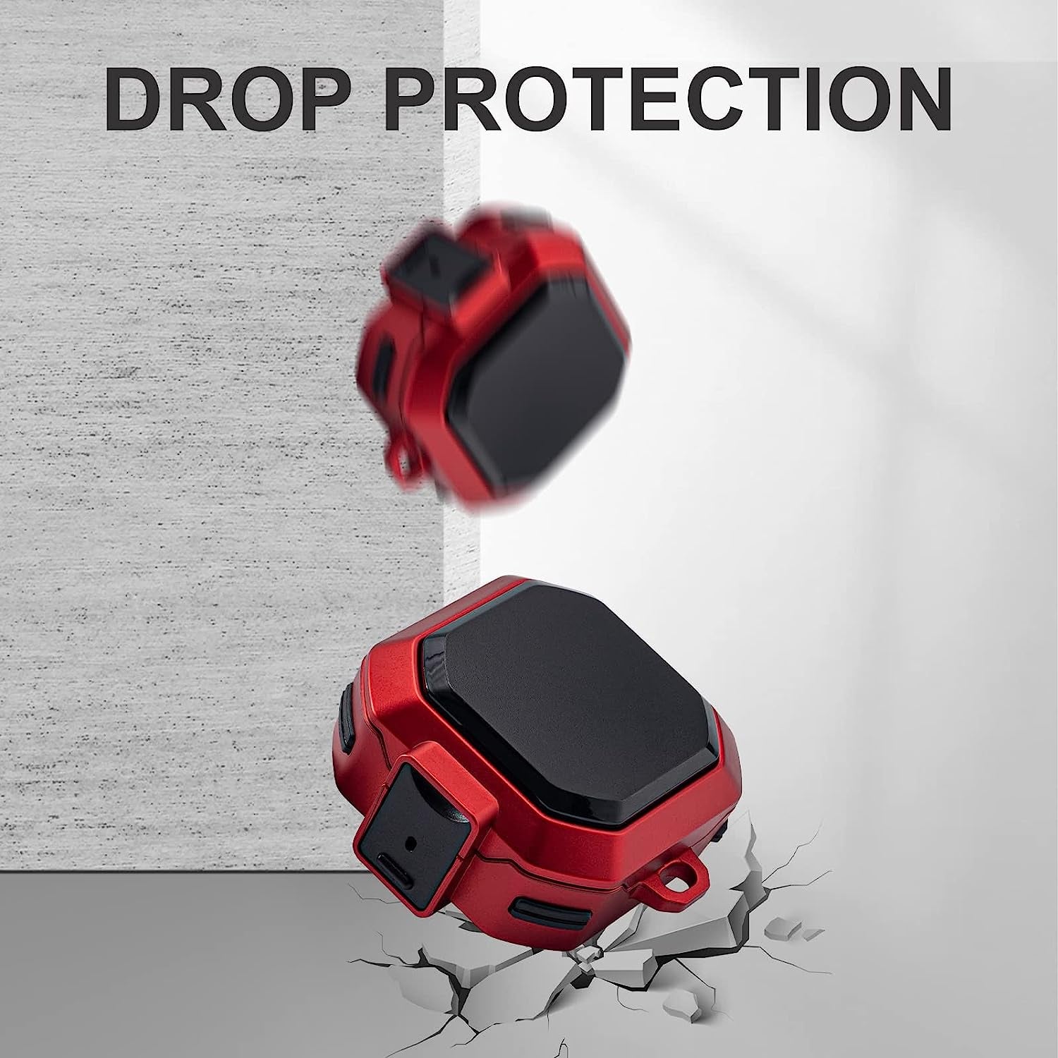 Camofit Armor Case Compatible with Samsung Galaxy Buds 2 / Galaxy Buds Pro/Galaxy Buds Live with Security Lock, Shockproof Protective Skin Cover Compatible with Samsung Earbuds with Keychain (Red)  Camofit   