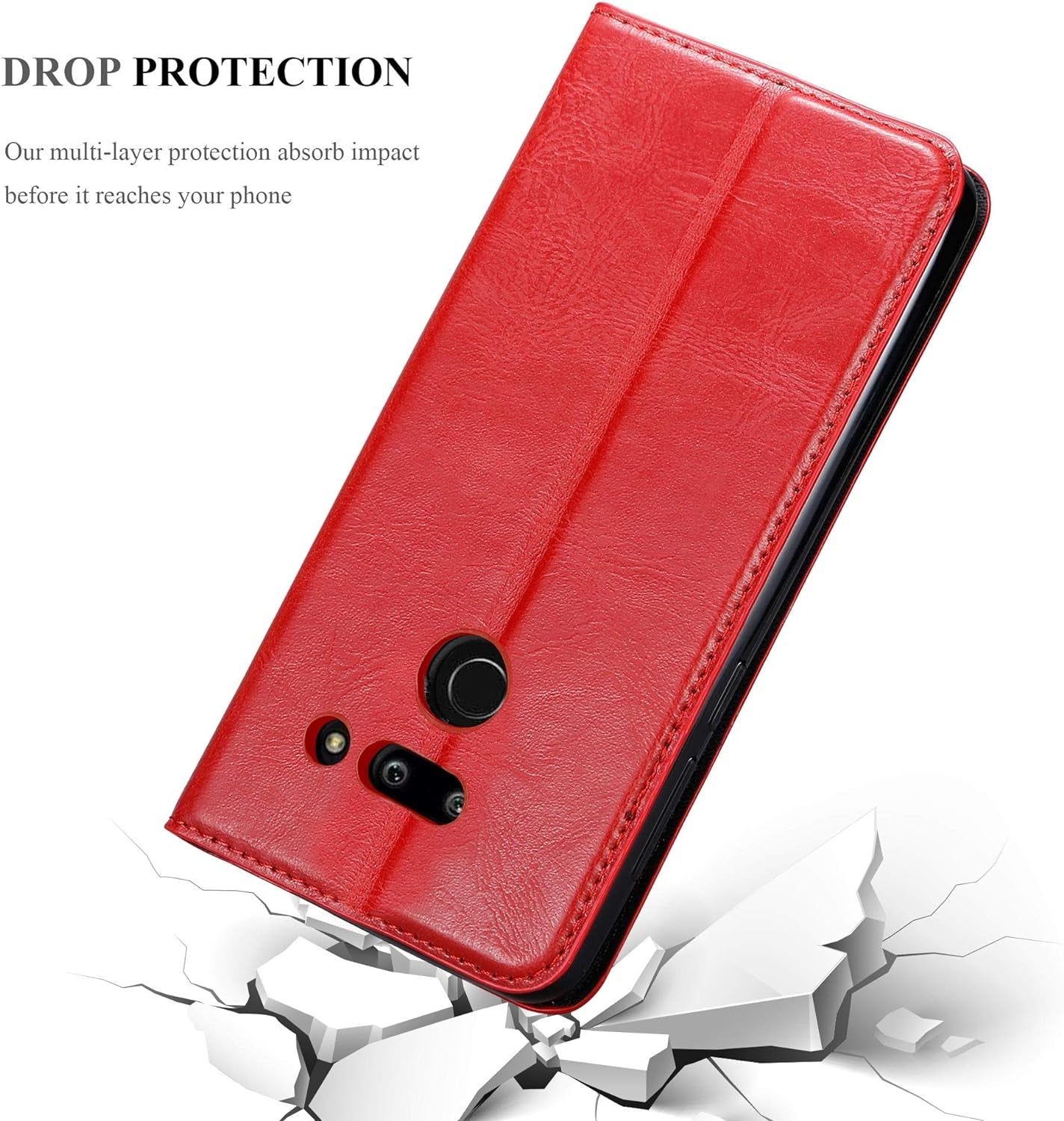 Cadorabo Book Case Compatible with LG G8 Thinq in Apple RED - with Magnetic Closure, Stand Function and Card Slot - Wallet Etui Cover Pouch PU Leather Flip  Cadorabo   