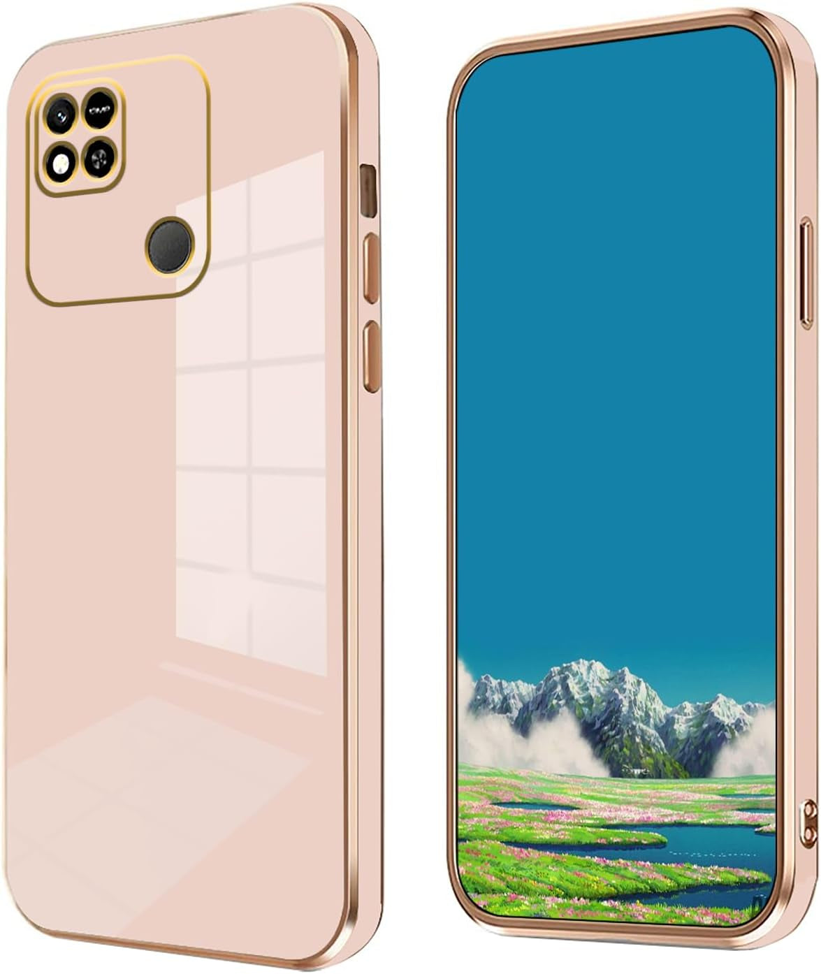 Tiwinxing Compatible with Redmi 10A Case for Women, Ultra Soft Shockproof Cute Plating Electroplate Protective Case TPU Bumper Phone Case for Xiaomi Redmi 10A (Green)  Tiwinxing Pink  