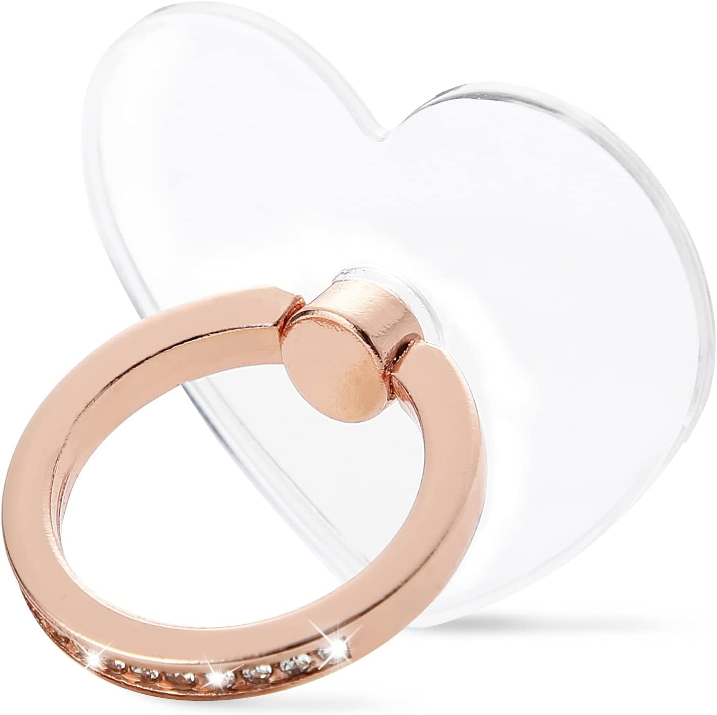 Emzrivo Cell Phone Ring Holder Stand, Transparent Phone Ring Holder Finger Kickstand 360° Rotation Phone Ring Finger Grip Compatible with All Smartphones(Heart-Silver)  emzrivo Heart-Rose Gold  