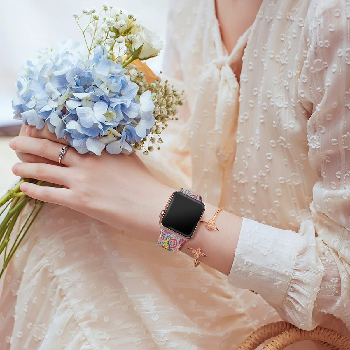 Creategreat Transparent Bands Compatible with Apple Watch Bands 41Mm 40Mm 38Mm 45Mm 44Mm 42Mm for Women Men, Clear Silicone Printed Fadeless Pattern Replacement Strap for Iwatch SE & Series 8,7,6,5,4,3,2,1  CreateGreat   