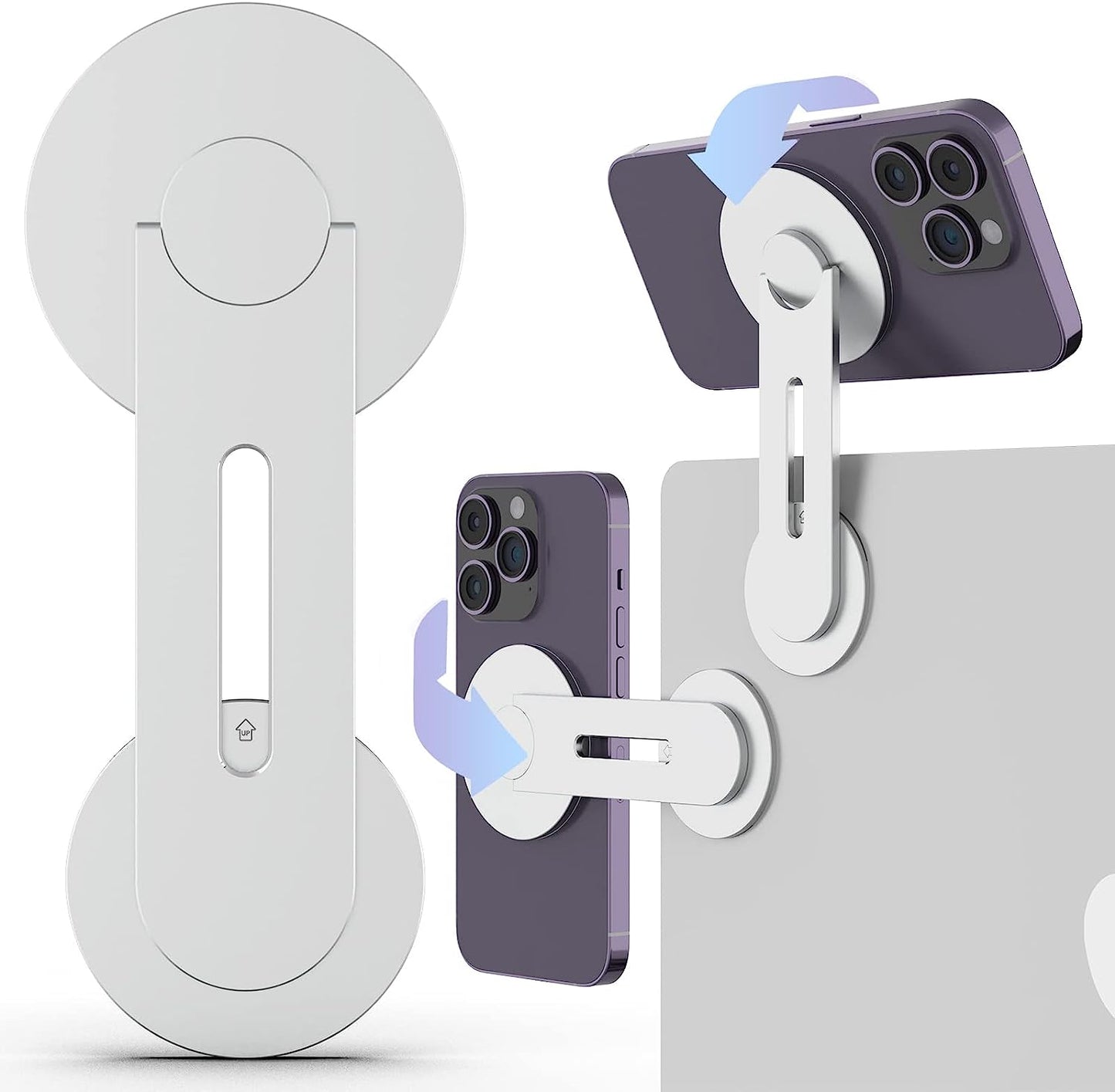 HAMOPY Magnetic Laptop Phone Mount, 180° Adjustable Continuity Camera Mount, Flippable Monitor Side Mount Laptop Extension Bracket, Slim Magsafe Phone Holder for Iphone 14/13/12 Series and More  HAMOPY   