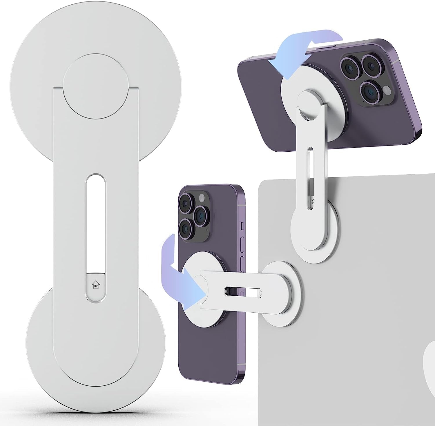 HAMOPY Magnetic Laptop Phone Mount, 180° Adjustable Continuity Camera Mount, Flippable Monitor Side Mount Laptop Extension Bracket, Slim Magsafe Phone Holder for Iphone 14/13/12 Series and More  HAMOPY   