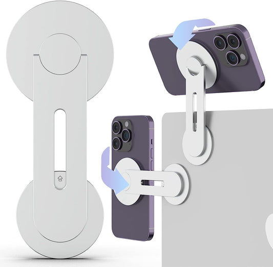 HAMOPY Magnetic Laptop Phone Mount, 180° Adjustable Continuity Camera Mount, Flippable Monitor Side Mount Laptop Extension Bracket, Slim Magsafe Phone Holder for Iphone 14/13/12 Series and More  HAMOPY   