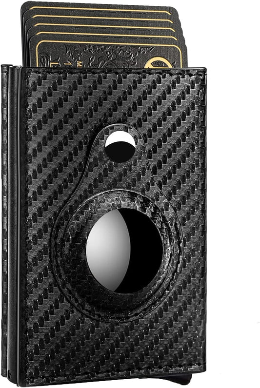 Airtag Wallet for Men with Money Clip, Premium Genuine Leather Credit Card Holder with Slim Wallet RFID Technology(Leather Airtags Slot)  Cloud pie   