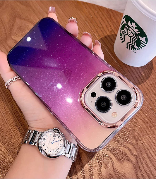 Uioeua Compatible with Iphone 14 Pro Max Case for Women Girls,Luxury Shiny Fashion Gradient Glitter Bling Cute Clear Acrylic Plate Shockproof Case for Iphone 14 Pro Max(Gradient Purple)  Uioeua   
