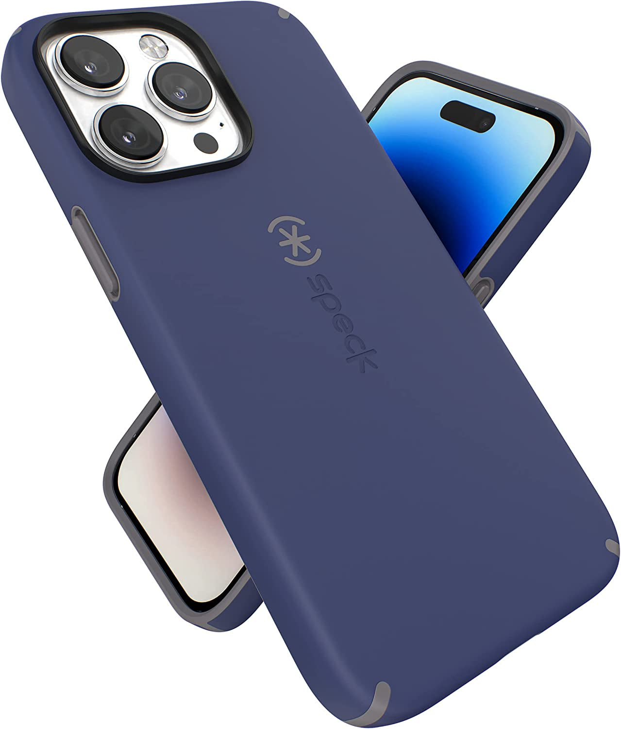 Speck for Iphone 14 Pro Max Case - Drop Protection, Scratch Resistant, Built for Magsafe with Soft Touch Coating - 6.7" Iphone 14, Dual Layer Case -Cloudy Grey/Spring Purple Candyshell Pro  Speck Products   