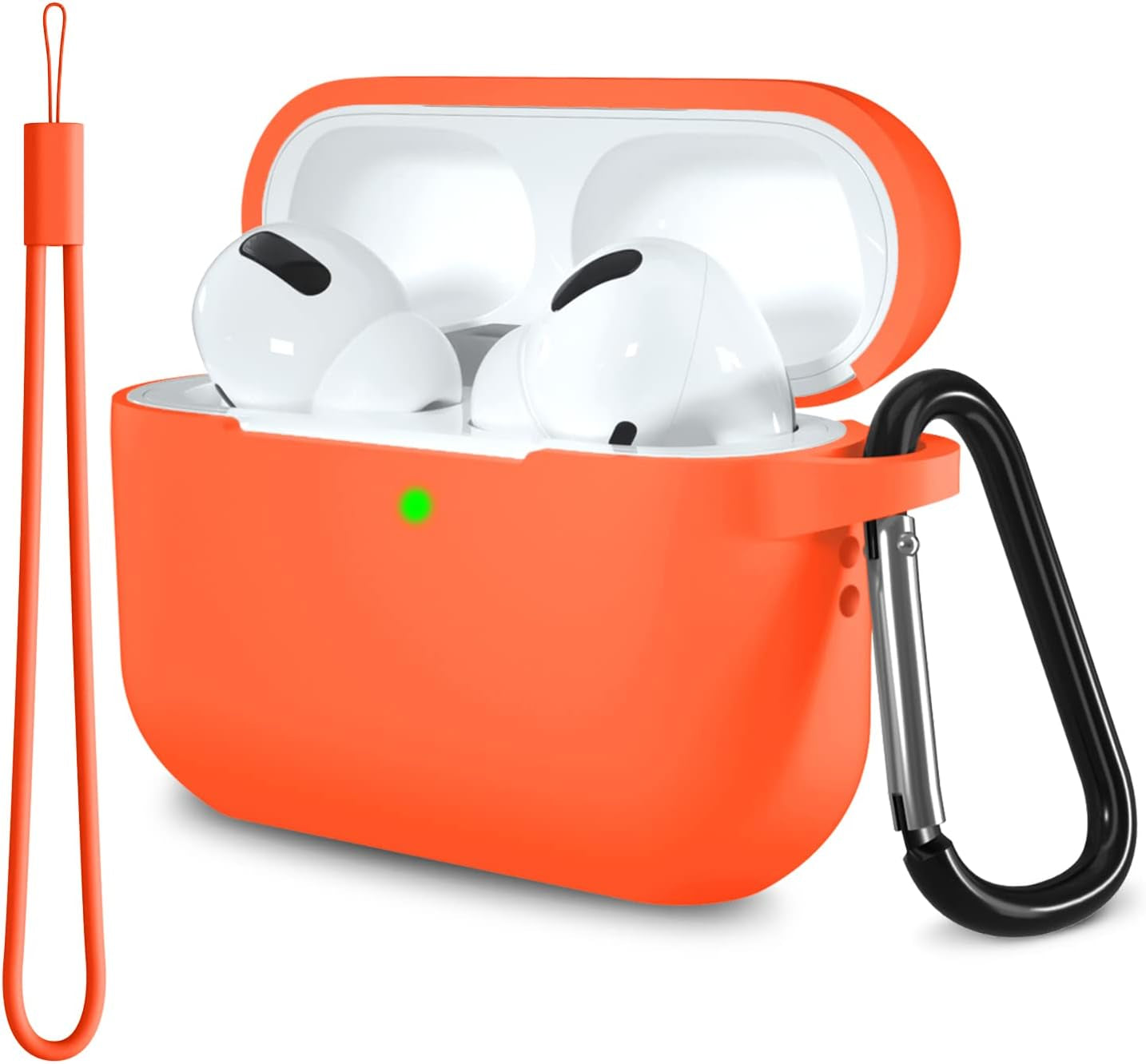 Lerobo for Airpods Pro 2Nd/1St Generation Case Cover with Keychain & Lanyard,Soft Silicone Skin Full Protective Airpod Pro Case for Apple Airpod Pro 2022/2019 Charging Case [Front LED Visible] Lilac  PJStore-US C-Orange  