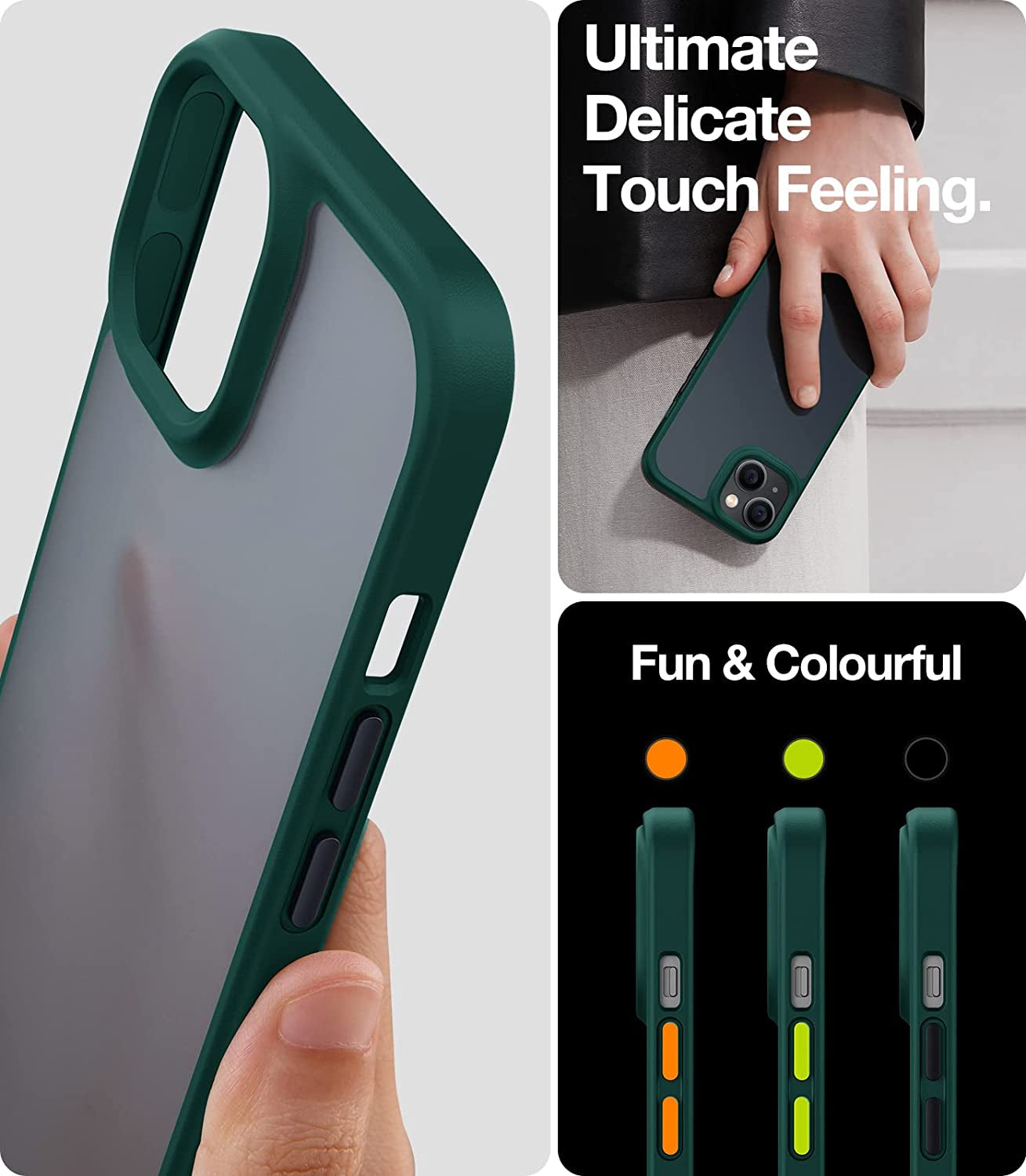 TORRAS Shockproof Designed for Iphone 14 Case [10FT Military Drop Protection][Sleek Premium Touch] Case for Iphone 14 Phone Cases with Translucent Back & Soft Edge Slim Silicone Cover, Alpine Green  TORRAS   