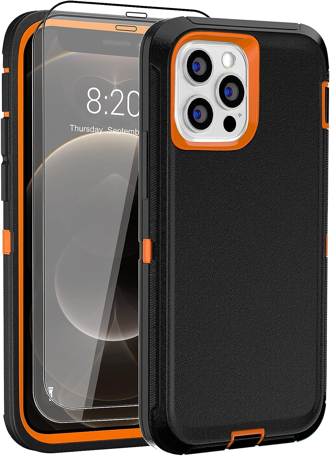 DHCALL for Iphone 12 Case & Iphone 12 Pro Case (6.1"), with 2 Tempered Glass Screen Protector,Belt Clip Holster, [Full Body Drop Protection] Shockproof Tough Durable 6.1 Inch（Black Green+Clip）  DHCALL   