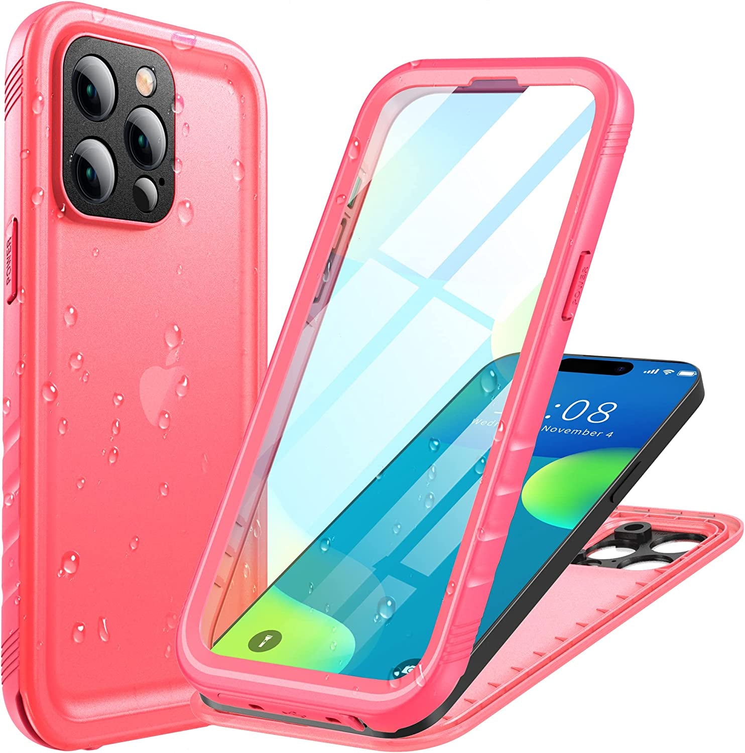 Cozycase Compatible with Iphone 14 plus Waterproof Case - Full Body Shockproof Dustproof Dropproof Built in Screen Protector Rugged Waterproof Case for Iphone 14 plus 6.7 Inch Pink  Cozycase Pink Iphone 14 Pro Max（6.7''） 