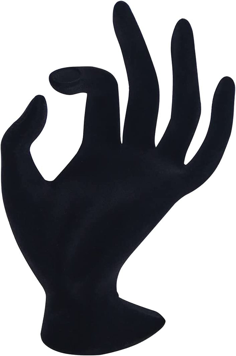 OK Gesture Ring Hand Holder,Jewelry Display Stand Hand Holder for Rings Bracelets Photo Props,Home Decoration(Black Velvet)  ByKen Jewelry   