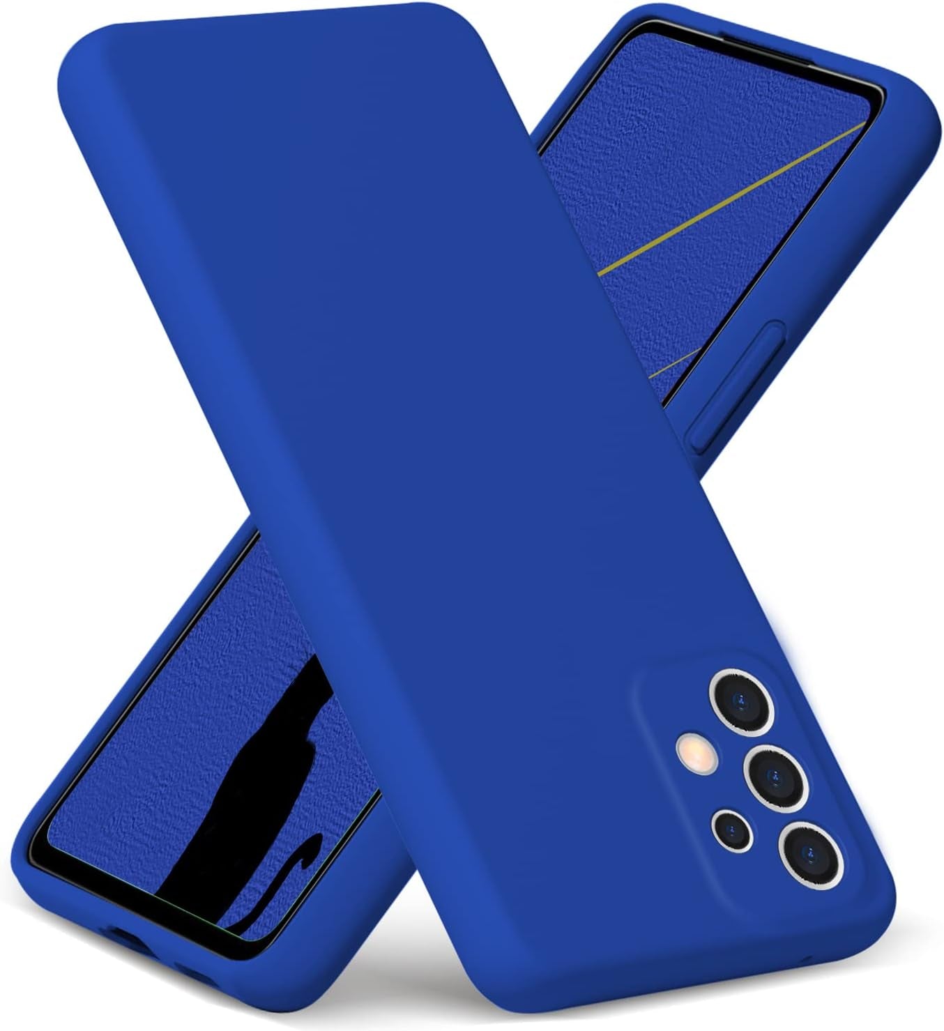 Gueen Compatible with Samsung Galaxy A53 5G Case, Premium Liquid Silicone, with [Camera Protection] [Soft Anti-Scratch Microfiber Lining] Full Body Shockproof Protective Phone Case - Hot Pink  Gueen Klein Blue  