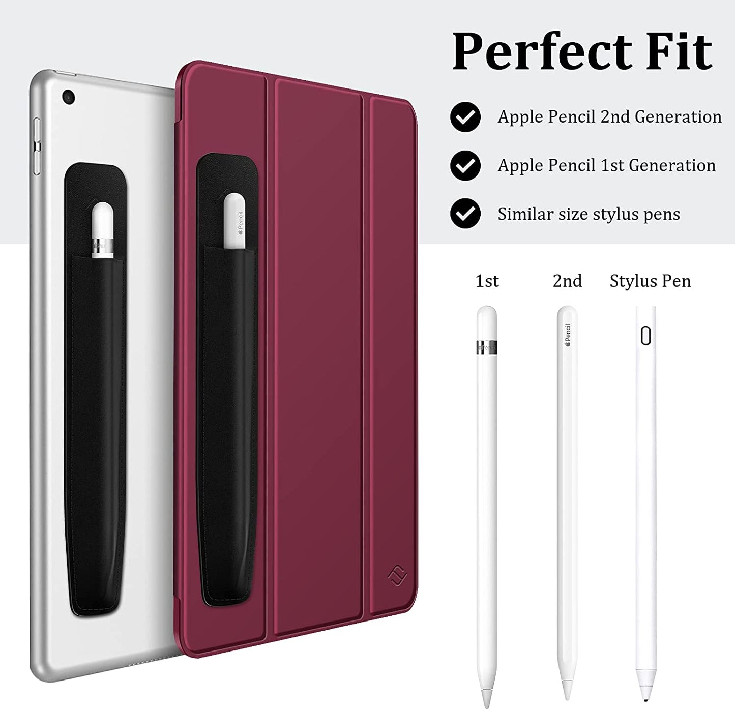 Fintie Pencil Holder Sticker Compatible with Apple Pencil 1St and 2Nd Generation, Elastic Pencil Stylus Pocket, Adhesive Leather Pen Pouch Sleeve Attached to Case for Stylus Pens, Black  FINTIE   