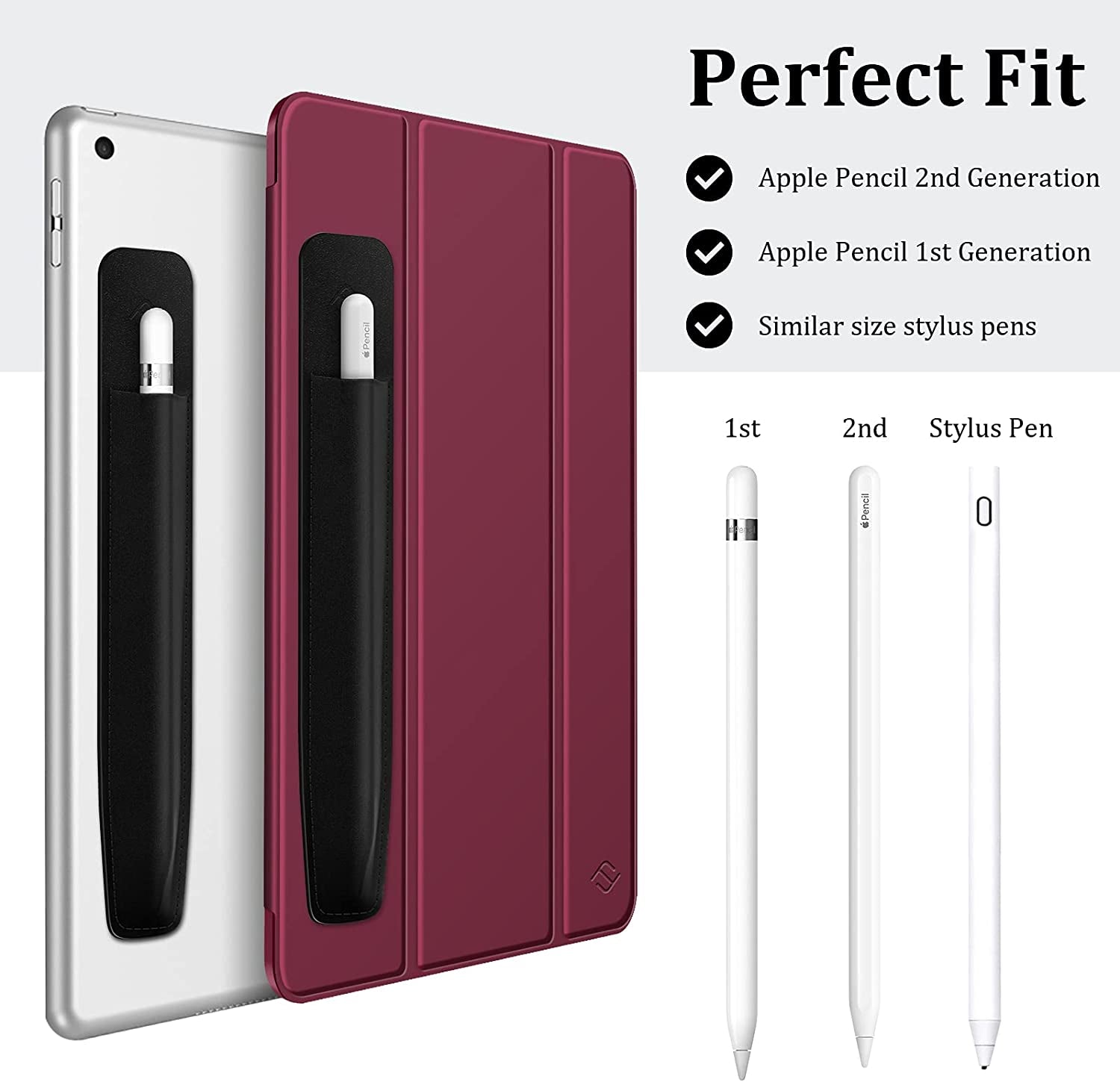 Fintie Pencil Holder Sticker Compatible with Apple Pencil 1St and 2Nd Generation, Elastic Pencil Stylus Pocket, Adhesive Leather Pen Pouch Sleeve Attached to Case for Stylus Pens, Black  FINTIE   