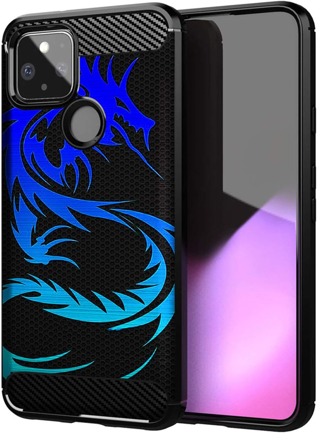 Casesondeck Case Compatible with [Google Pixel 4A 5G (2020)] Pictorial Patterned TPU Design Case Flexible Slim and Elegant (Astronaut)  Cases on Deck Blue Dragon  