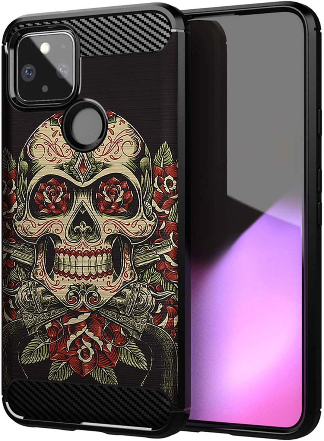 Casesondeck Case Compatible with [Google Pixel 4A 5G (2020)] Pictorial Patterned TPU Design Case Flexible Slim and Elegant (Astronaut)  Cases on Deck Rose Skull  