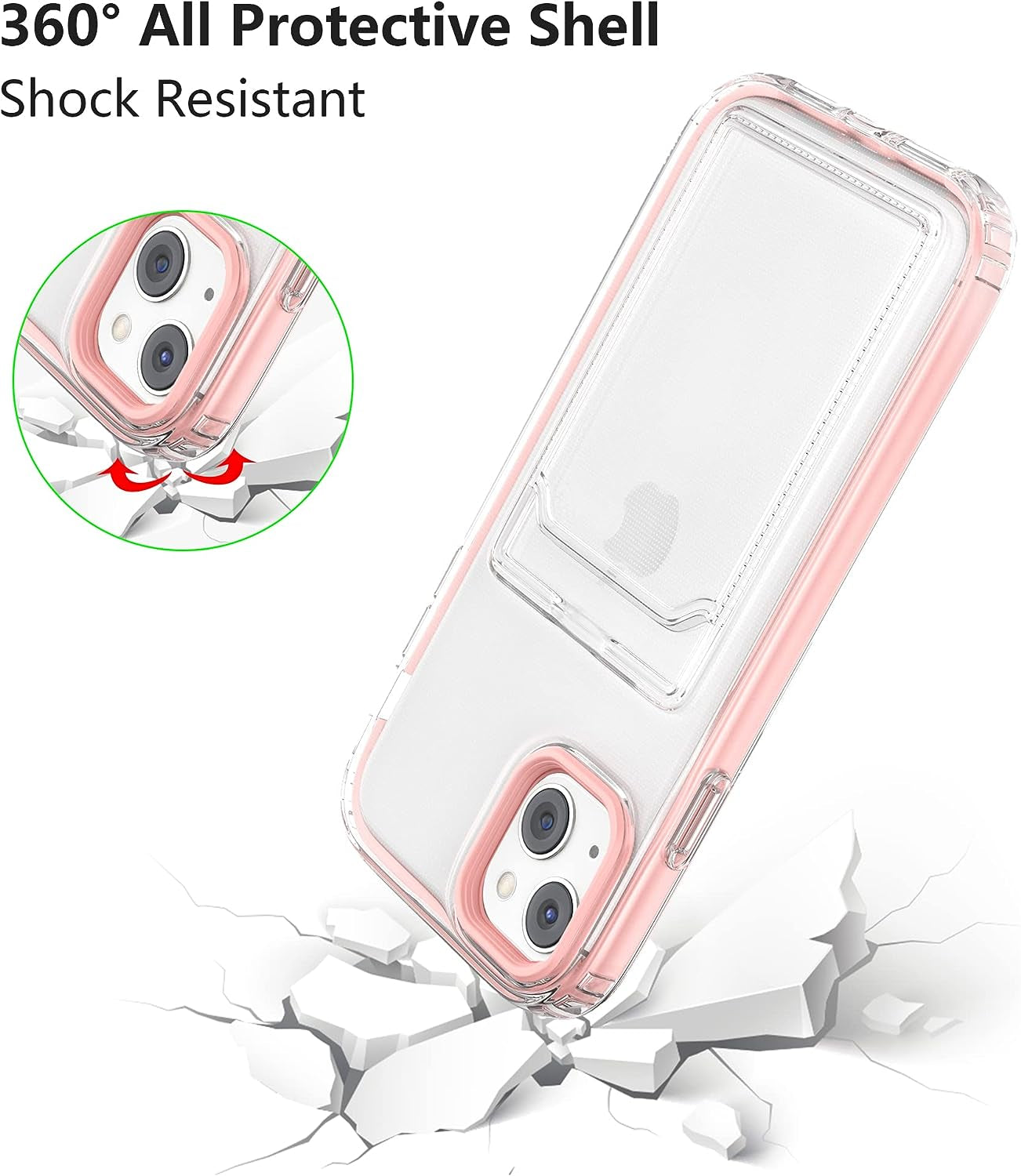 ZCDAYE Clear Wallet Case for Iphone 13(6.1 Inches), Iphone 13 Case with Card Holder, Slim Soft TPU Shockproof Clear Phone Case for Iphone 13(6.1 Inches) - Pink  ZCDAYE   