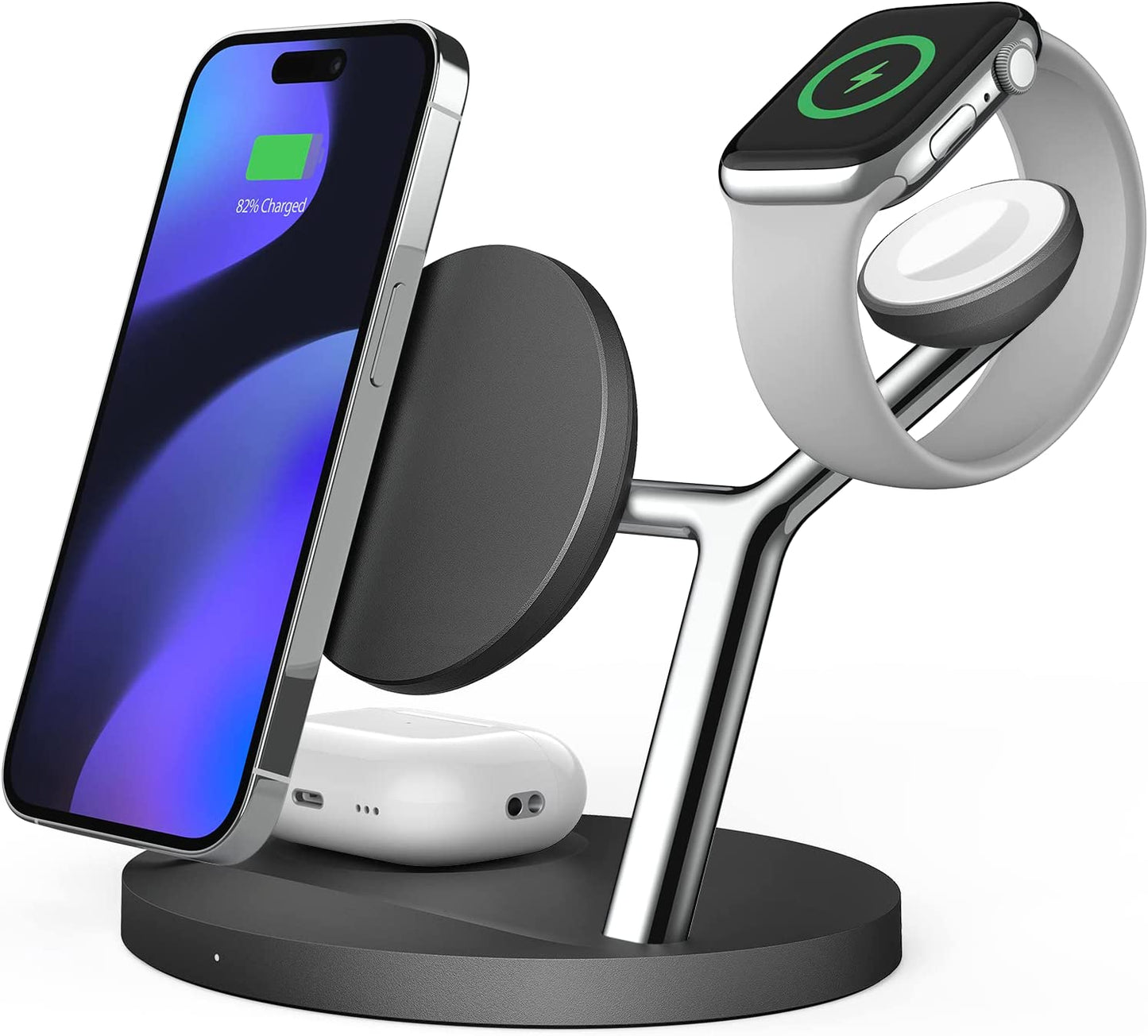 Wireless Charger,Zechin 5-In-1 Wireless Charging Station,Fast Wireless Charger Stand for Iphone 14/13/12/11/Pro/Max/Xs/Xr/X/8/Plus, for Apple Watch 7/6/5/4/3/2/SE, for Airpods 3/2/Pro(White)  ZECHIN Black  
