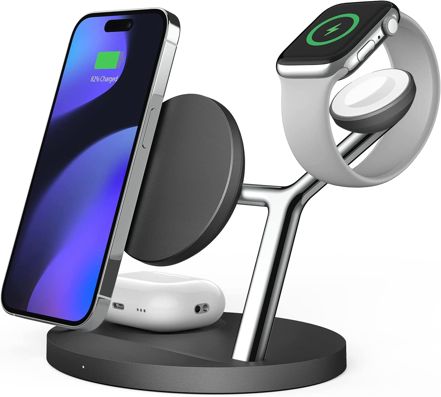 Wireless Charger,Zechin 5-In-1 Wireless Charging Station,Fast Wireless Charger Stand for Iphone 14/13/12/11/Pro/Max/Xs/Xr/X/8/Plus, for Apple Watch 7/6/5/4/3/2/SE, for Airpods 3/2/Pro(White)  ZECHIN Black  
