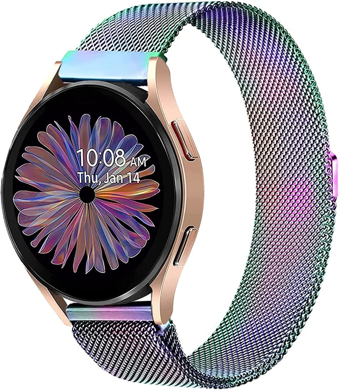 Liwerlly Bands for Galaxy Watch 5/4 Band 40Mm 44Mm/Watch 5 Pro Band, 20Mm Stainless Steel Mesh Replacement Strap Women Men for Samsung Watch 5/5 Pro/ 4 Classic 42Mm/Active 2/3 41Mm  LiWerlly Colorful  