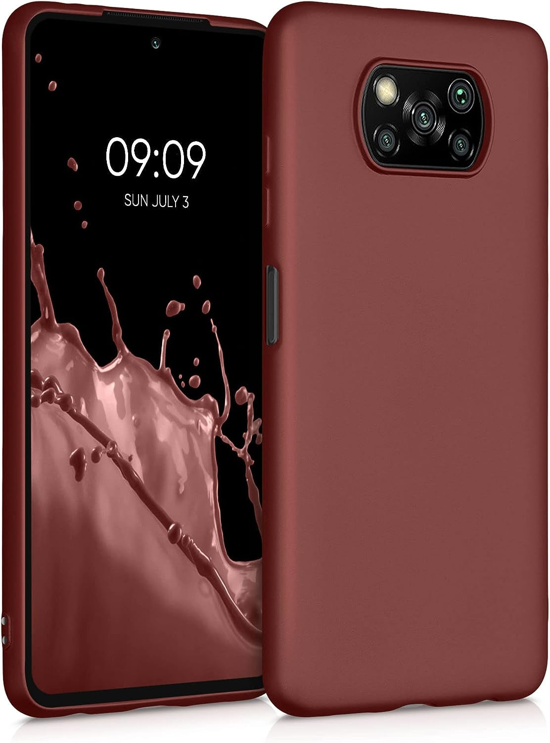 Kwmobile Case Compatible with Xiaomi Poco X3 Nfc/Poco X3 Pro Case - Soft Slim Protective TPU Silicone Cover - Arctic Night  KW-Commerce Metallic Ruby Red  